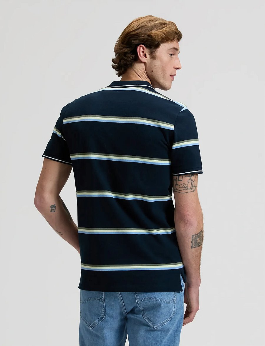 Lee Jeans - PIQUE POLO - kurzärmelig - lime ice navy stripe - 2