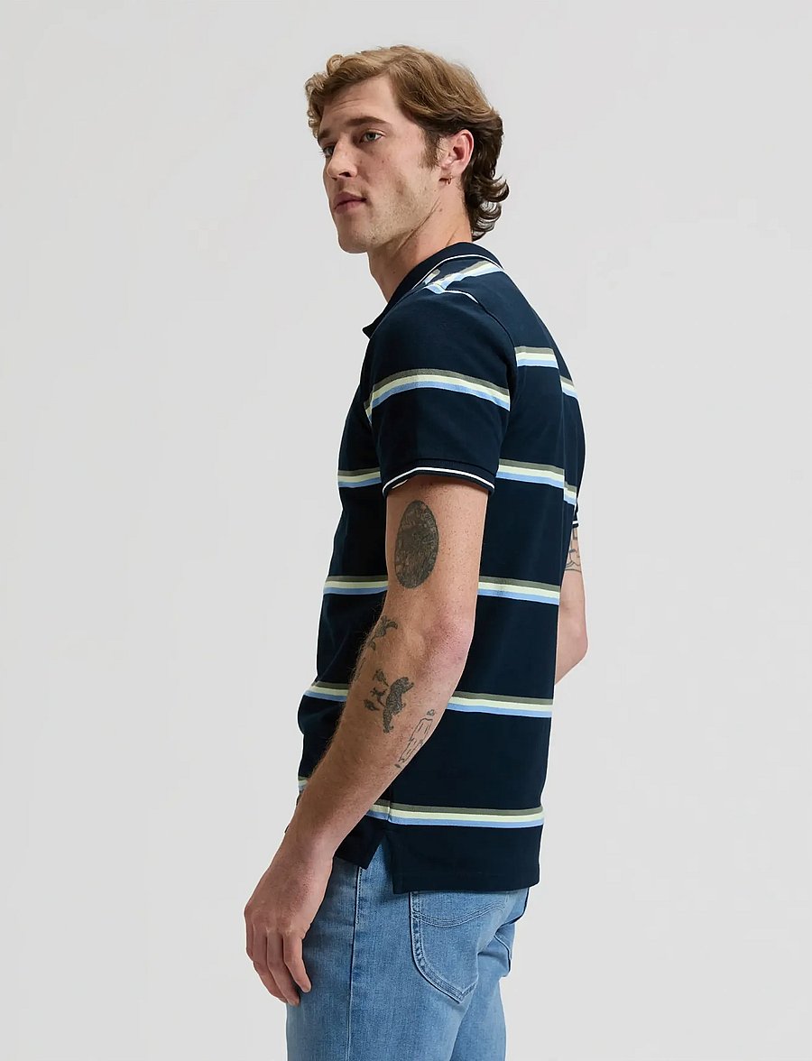 Lee Jeans - PIQUE POLO - kurzärmelig - lime ice navy stripe - 4