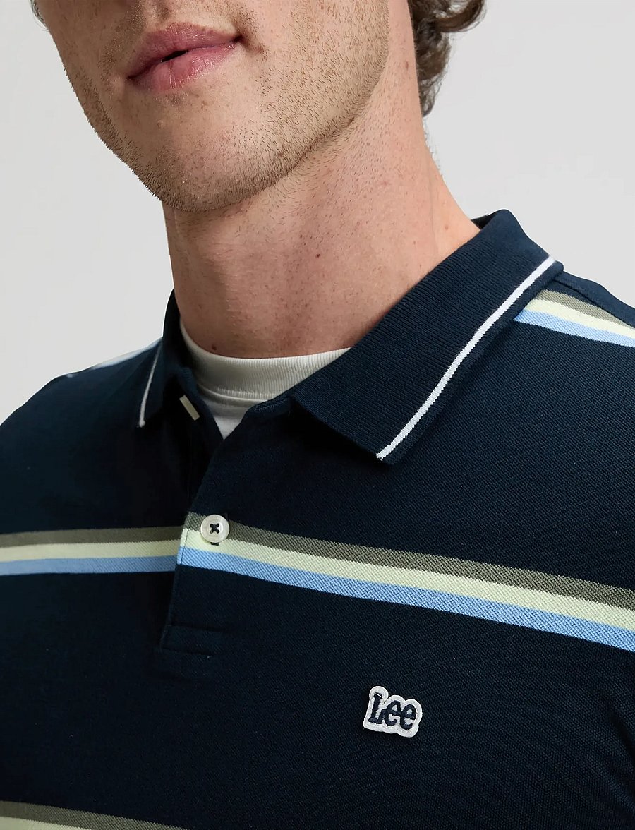 Lee Jeans - PIQUE POLO - kurzärmelig - lime ice navy stripe - 5
