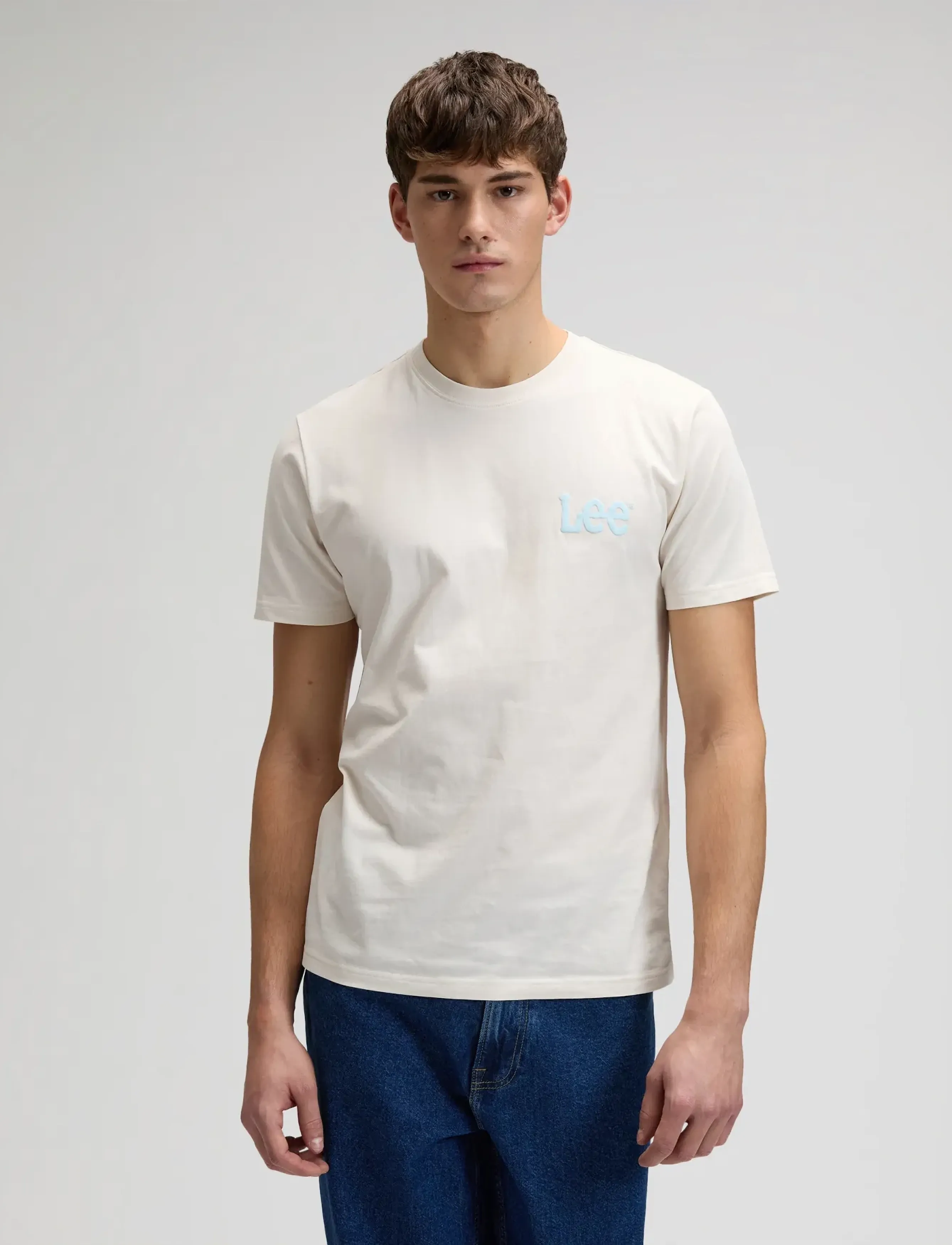 Lee Jeans MEDIUM WOBBLY LEE TEE - T-Shirts - NATURAL / white