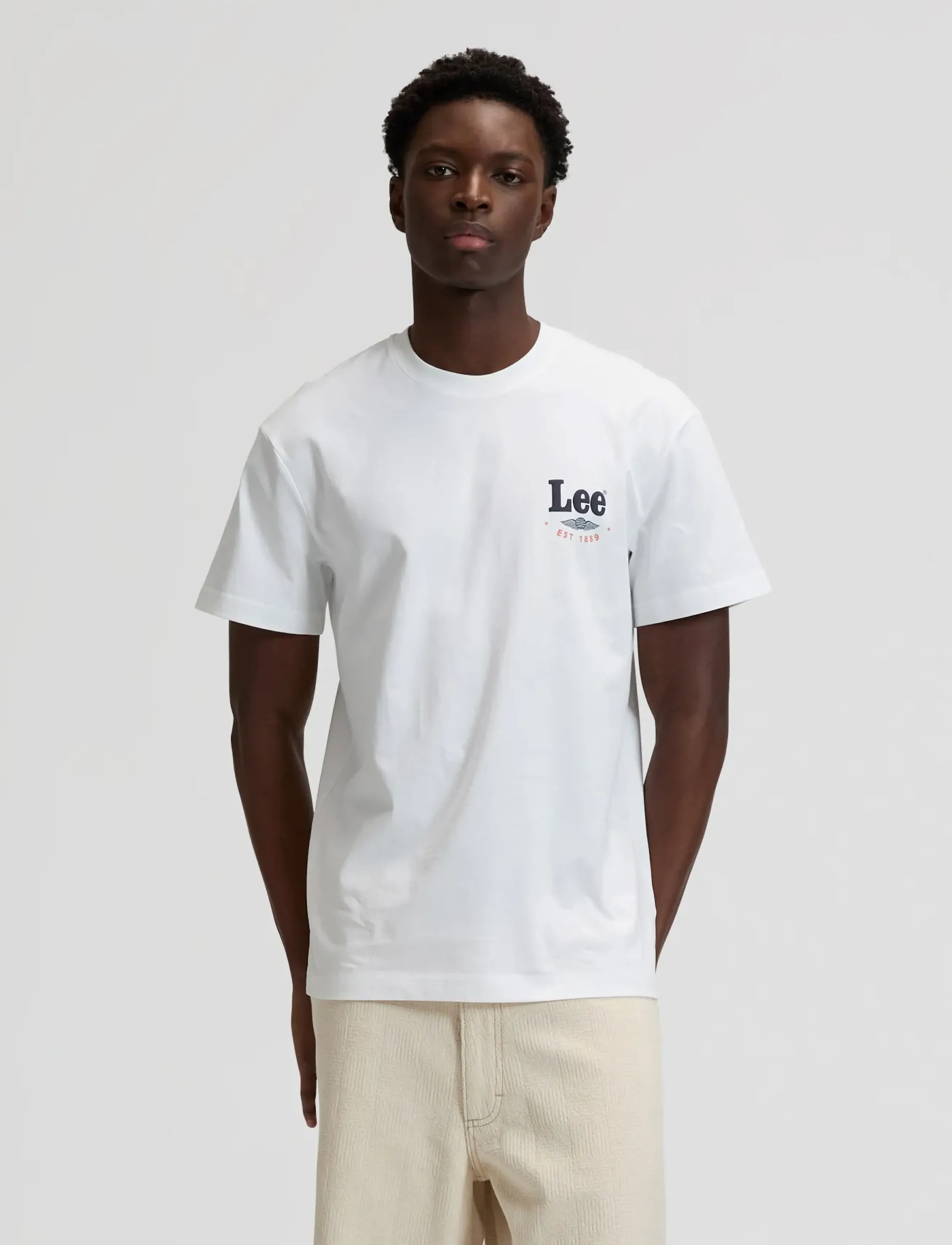 Lee Jeans Stamp Lee Tee, XXL x 00, White, T-Shirts > Kortærmede, Herre
