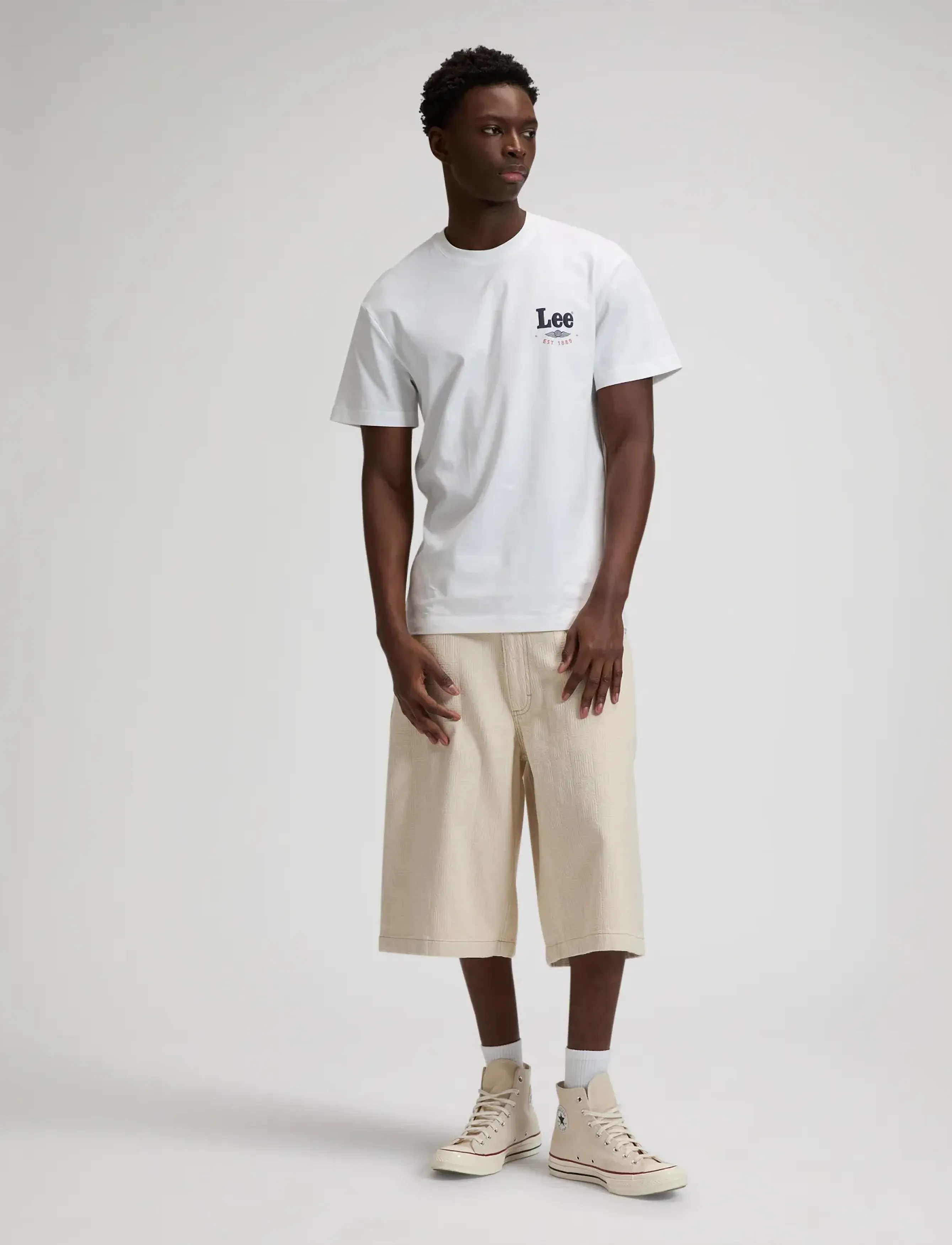 Lee Jeans - STAMP LEE TEE - kortärmade t-shirts - bright white - 4