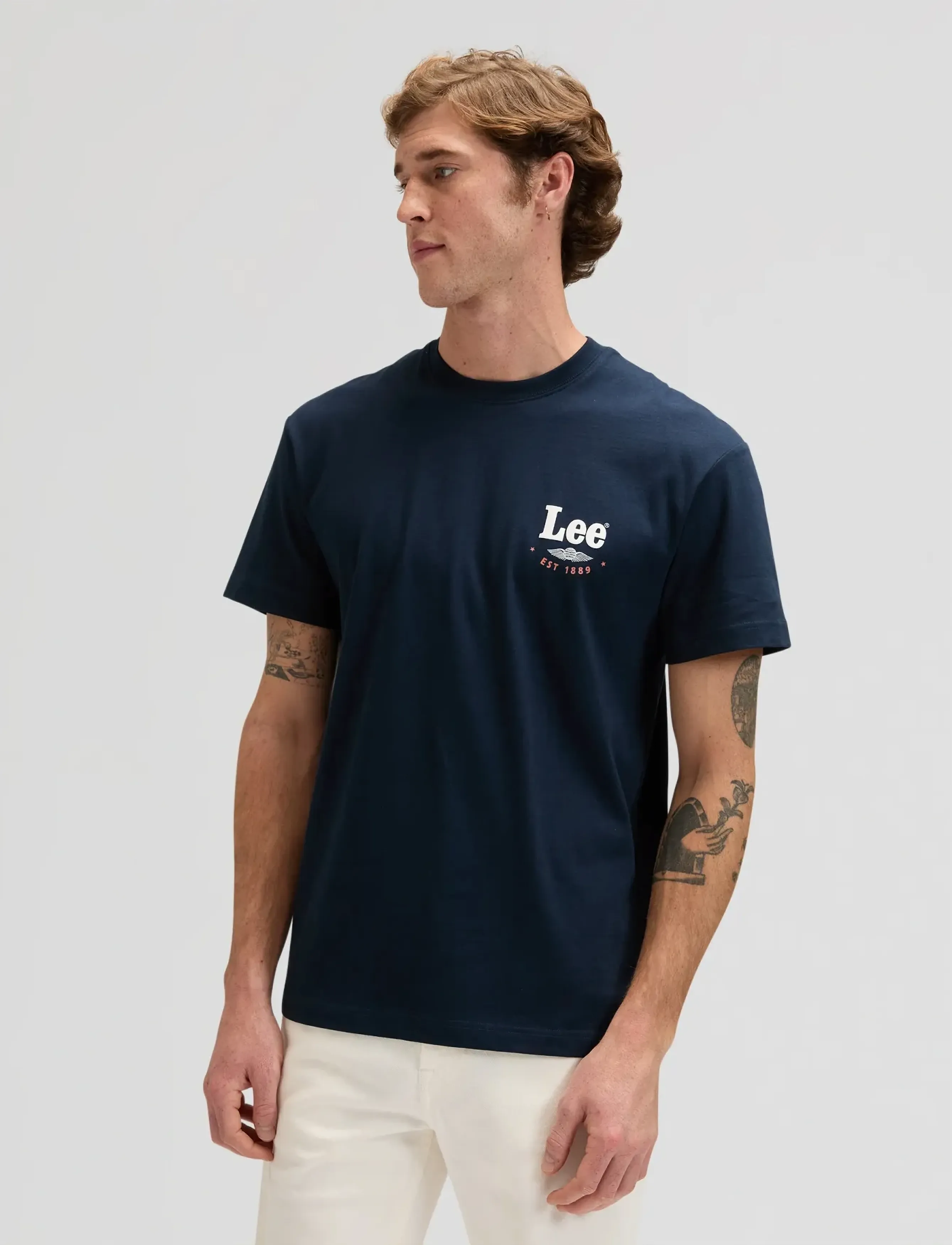 Lee Jeans Stamp Lee Tee, M x 00, Navy, T-Shirts > Kortærmede, Herre