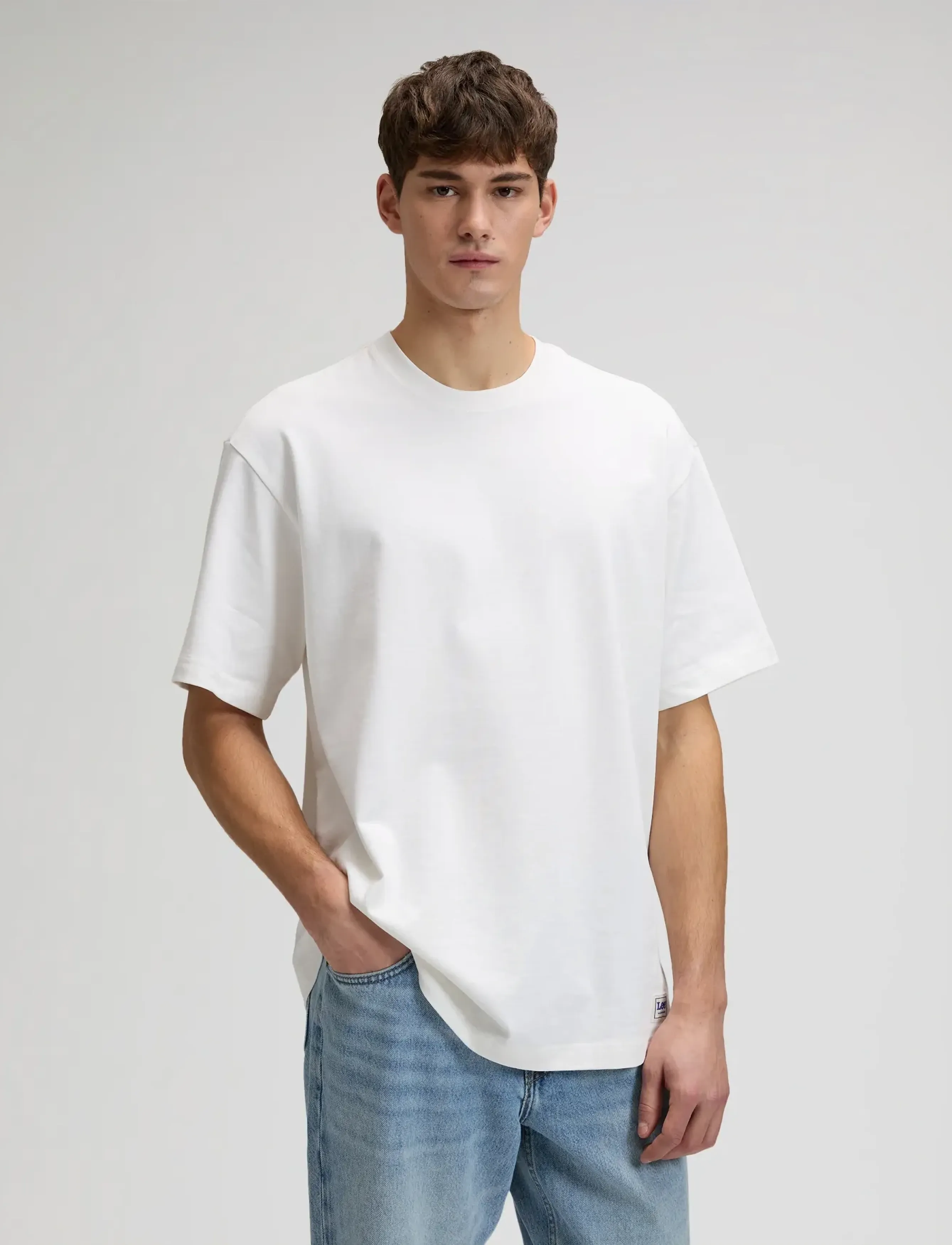 Lee Jeans Workwear Boxy Tee, XXL x 00, T-shirts, Weiß - Short-sleeved, Männerswear