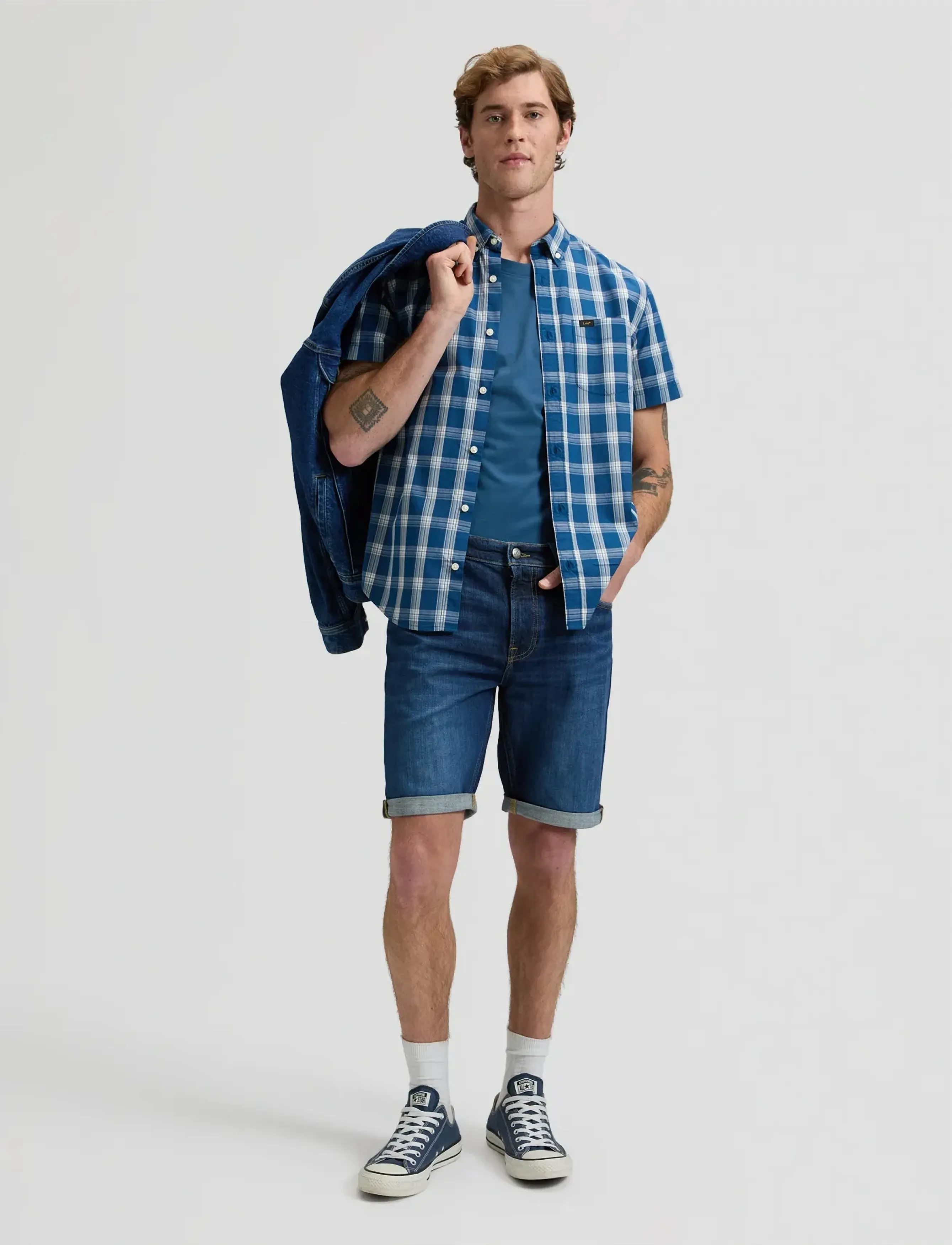 Lee Jeans - LEE BUTTON DOWN SS - krekli ar īsām piedurknēm - deep sea plaid - 3