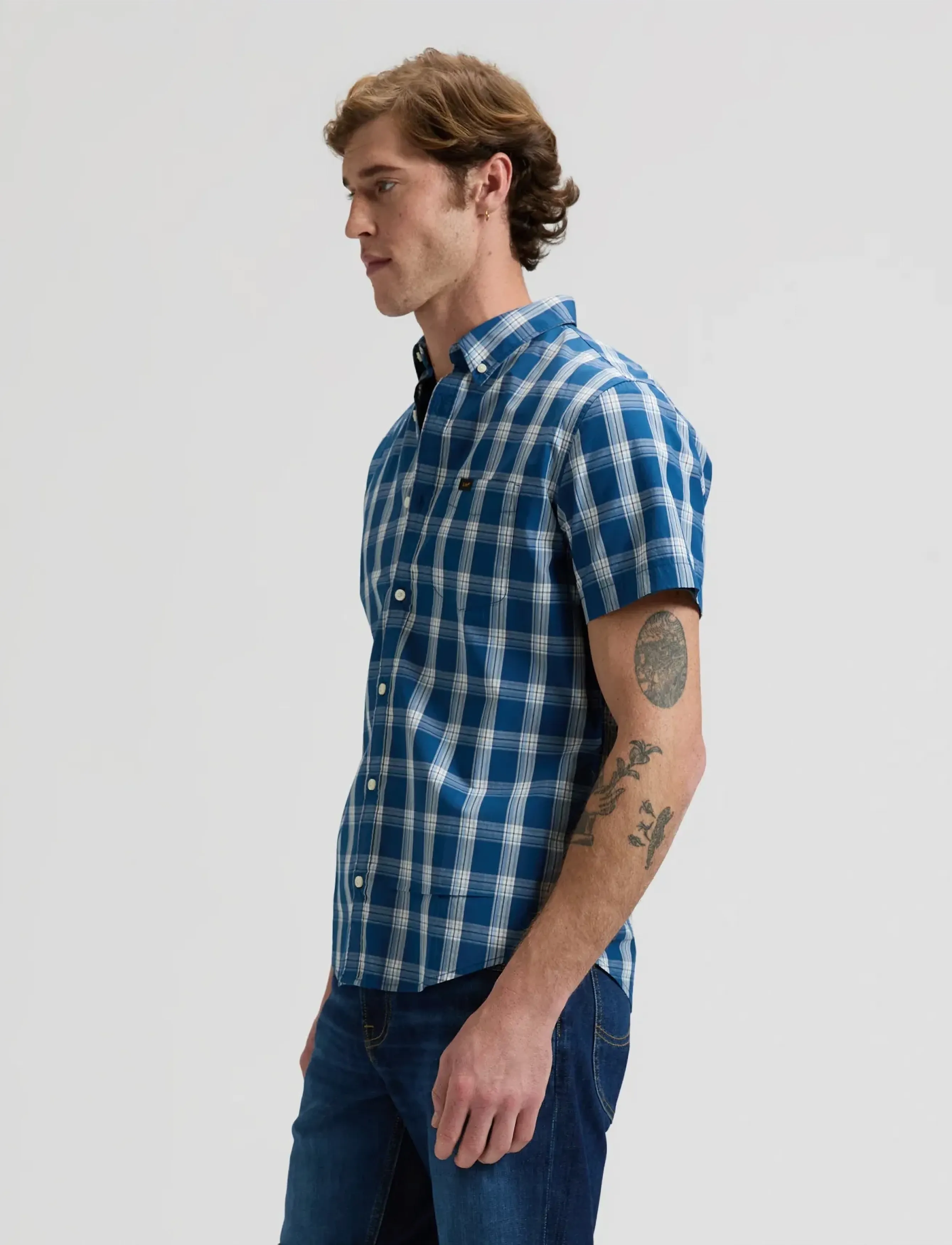Lee Jeans - LEE BUTTON DOWN SS - krekli ar īsām piedurknēm - deep sea plaid - 4