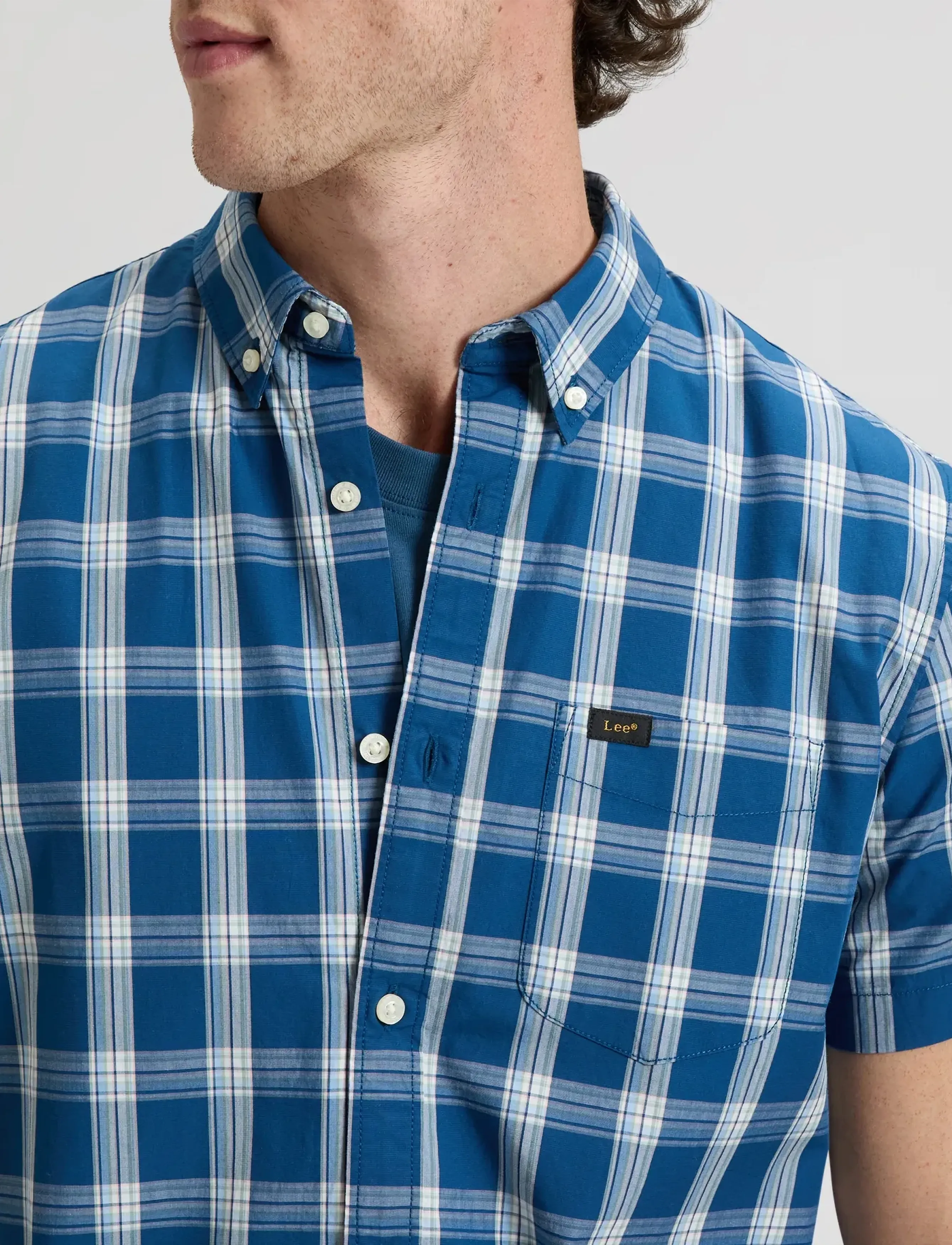 Lee Jeans - LEE BUTTON DOWN SS - krekli ar īsām piedurknēm - deep sea plaid - 5