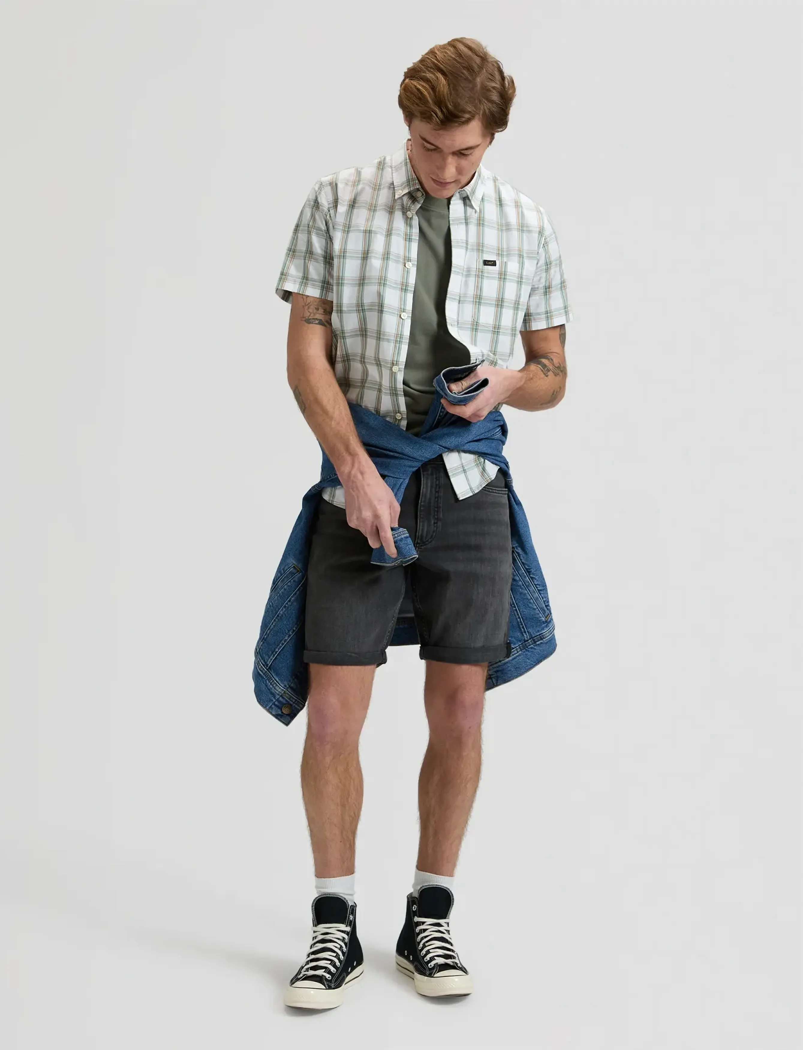 Lee Jeans - LEE BUTTON DOWN SS - kortärmade skjortor - desert sage safari plaid - 3