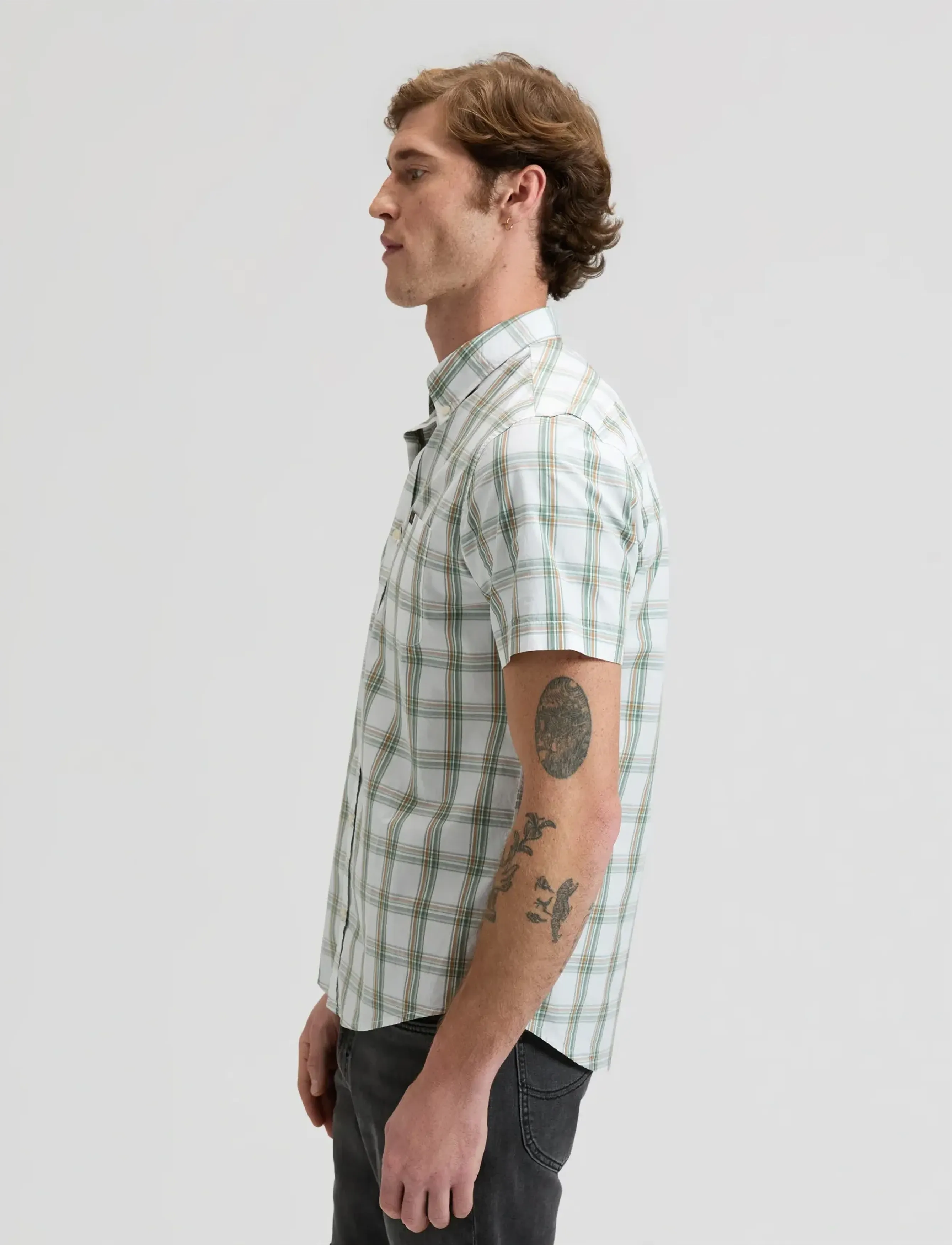 Lee Jeans - LEE BUTTON DOWN SS - kortärmade skjortor - desert sage safari plaid - 4