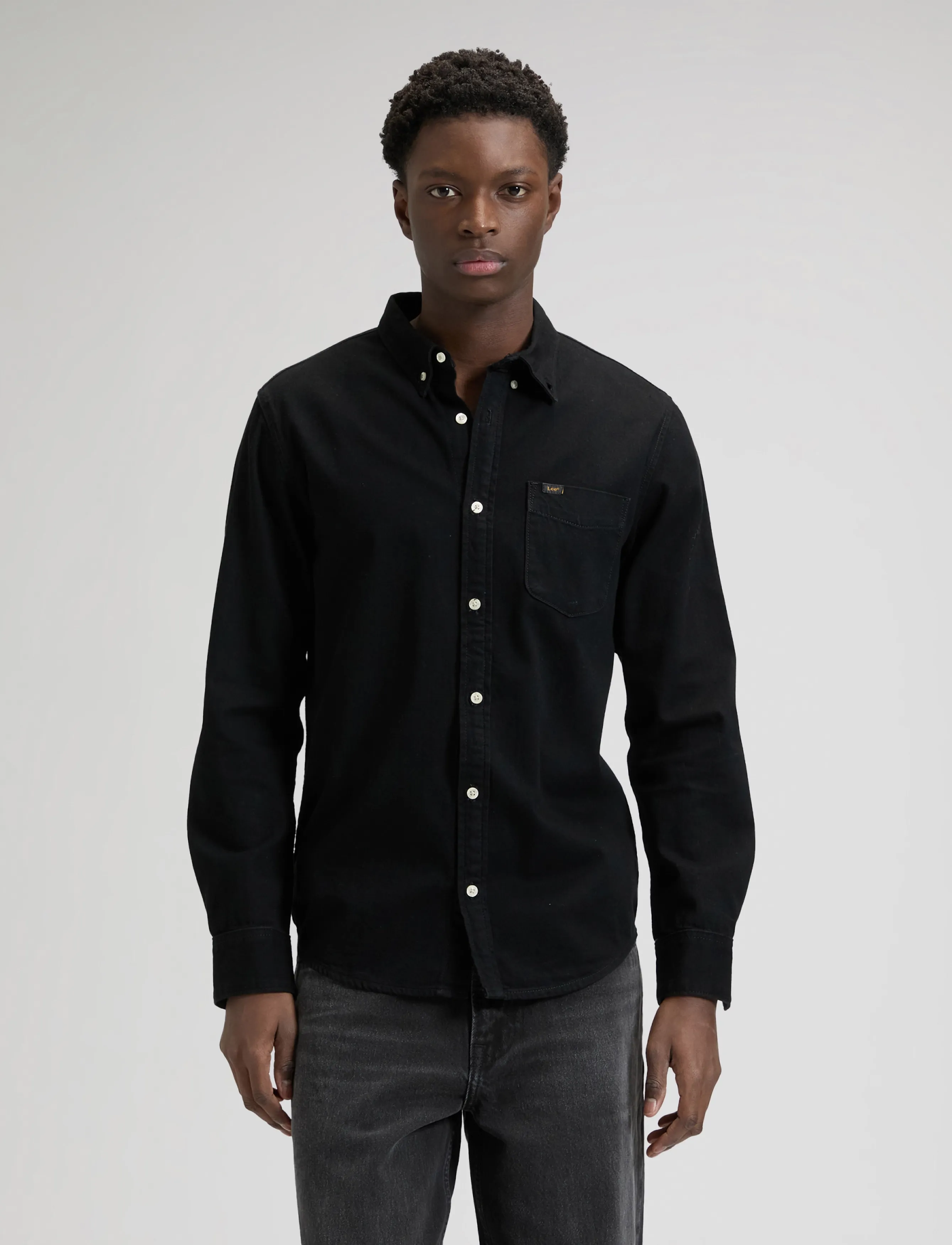 Lee Jeans Lee Button Down, M, Black, Skjorter > Afslappet Shirts, Herre