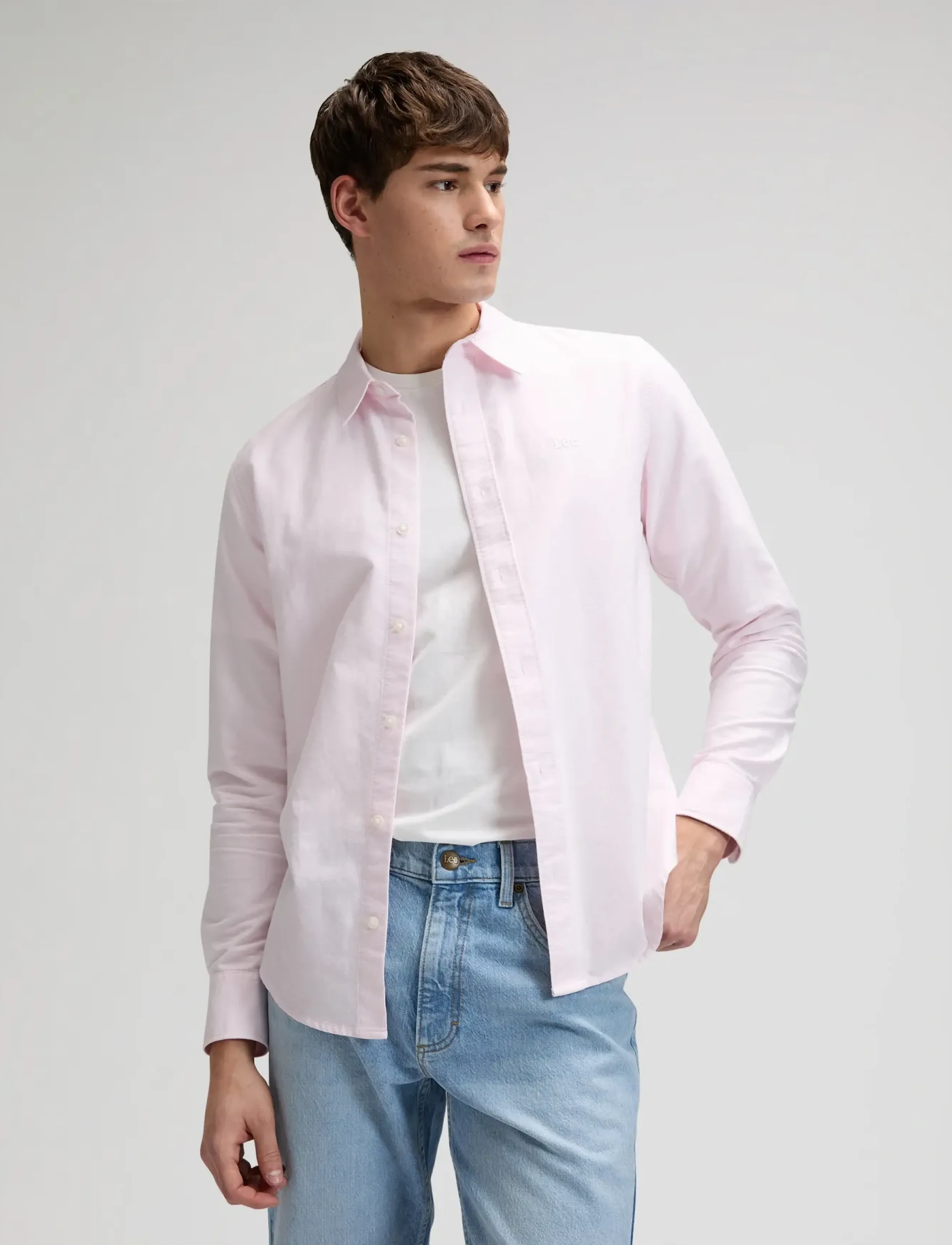 Lee Jeans Lee Shirt, Mænd, Langærmet Skjorte, Pink, Str: L x 00