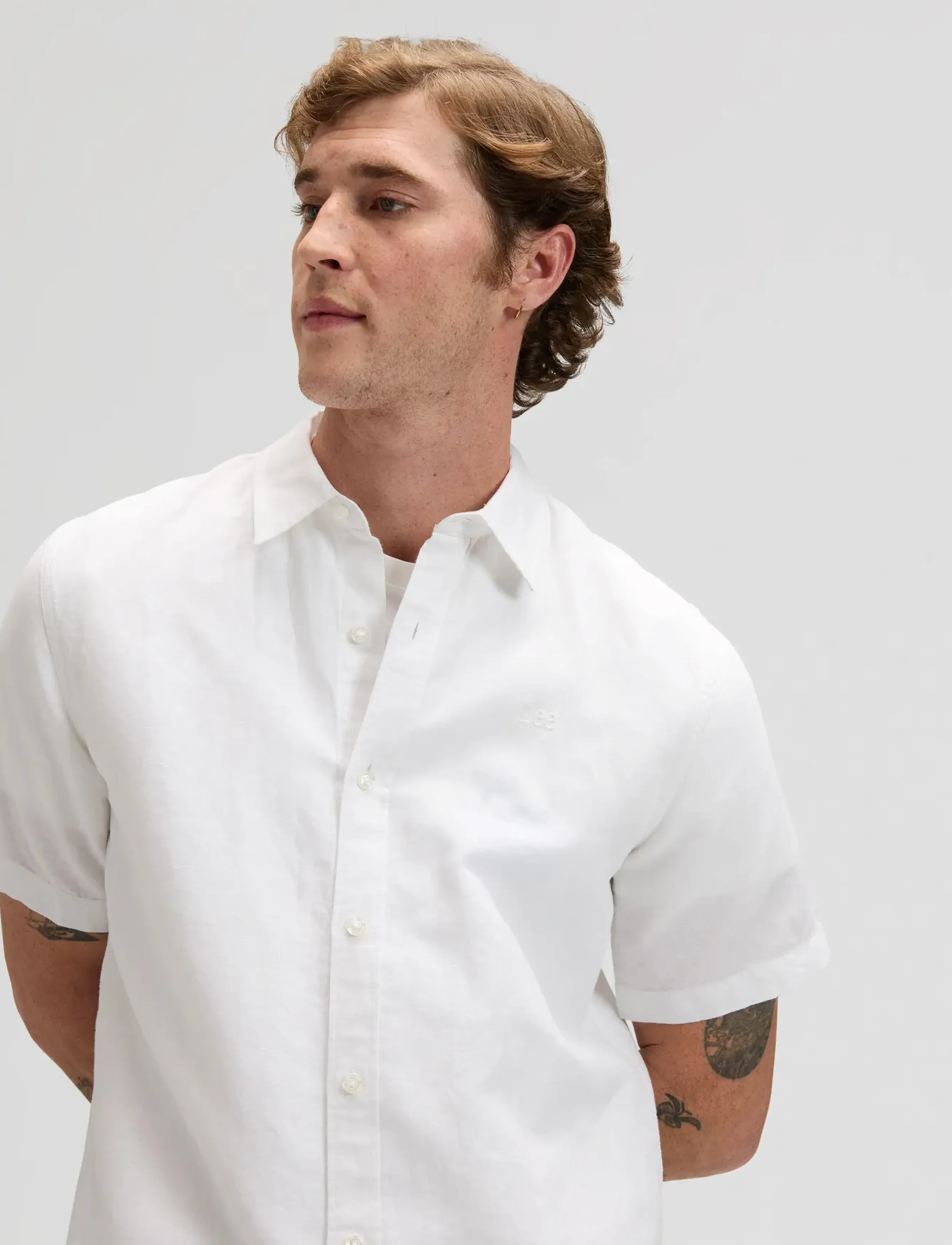 Lee Jeans - SS LEE SHIRT - kortærmede skjorter - bright white - 5