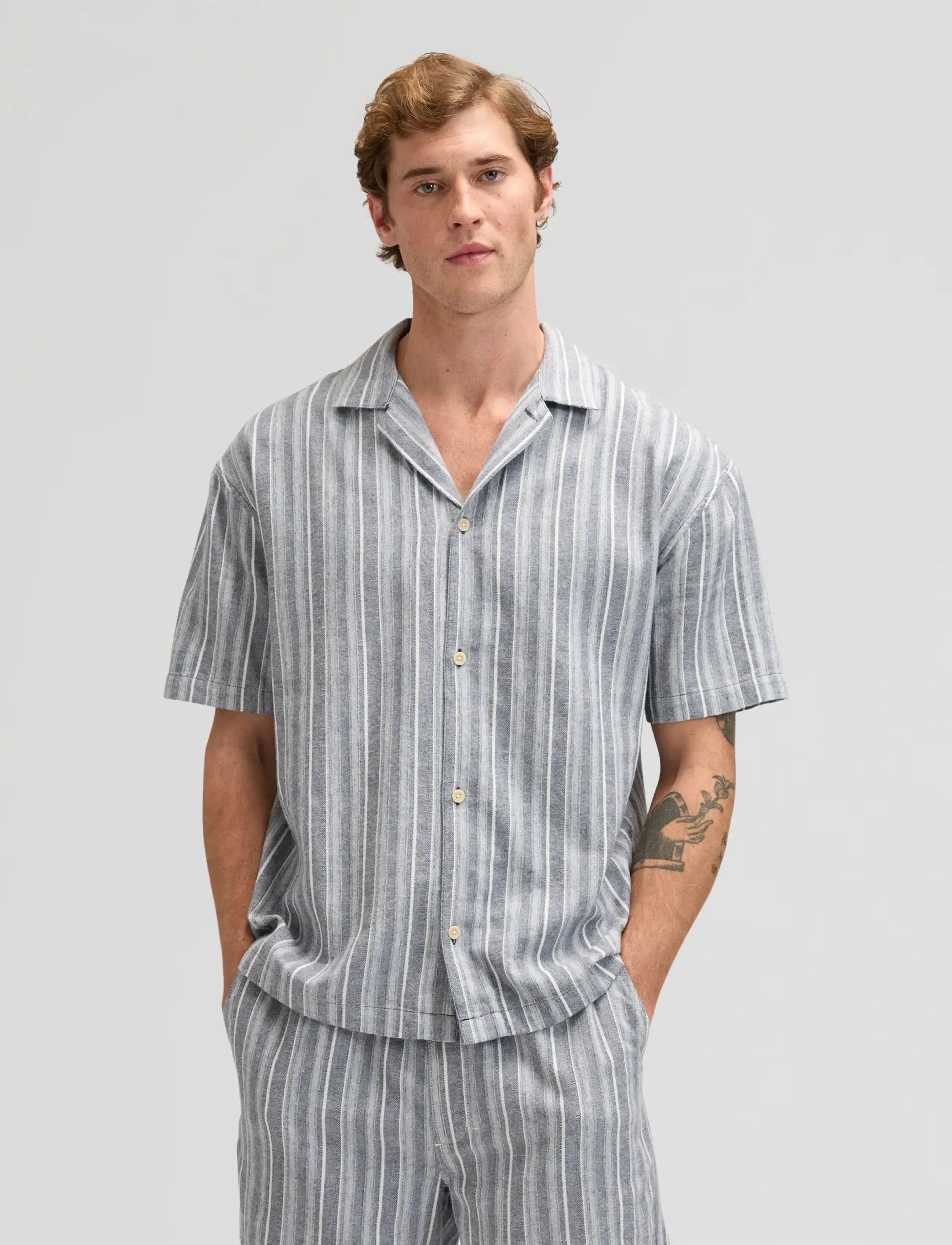 Lee Jeans CLEAN RESORT SHIRT - Kläder - MOOD INDIGO NATURAL STR / grey