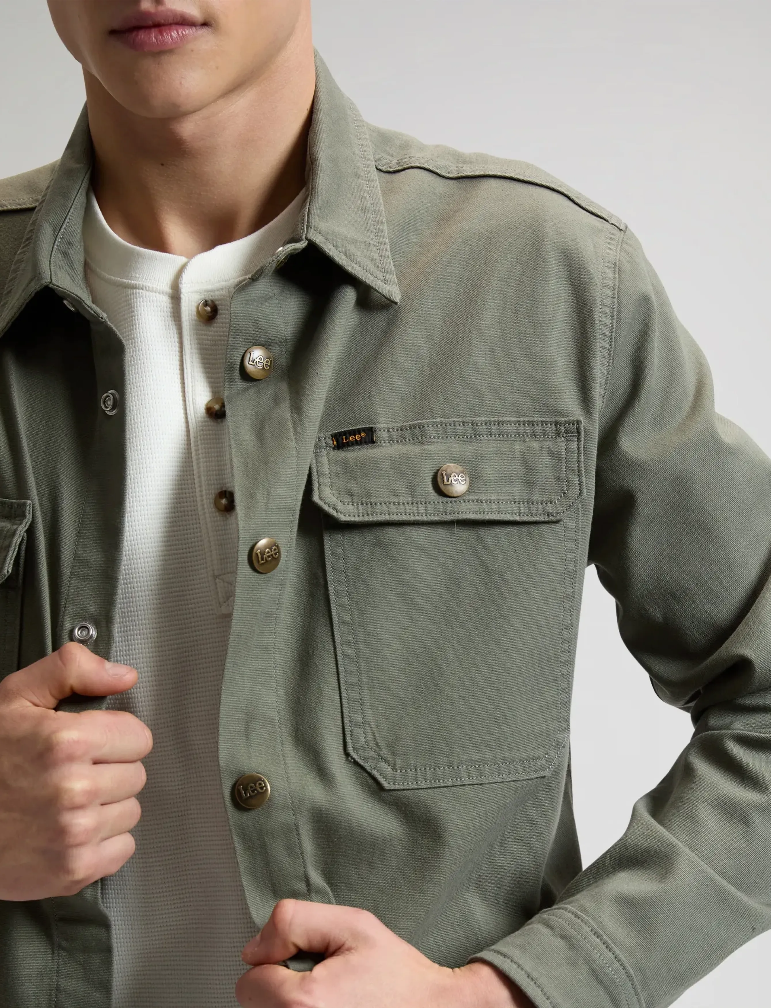 Lee Jeans - 2 POCKET OVERSHIRT - overshirts - lichen olive - 5
