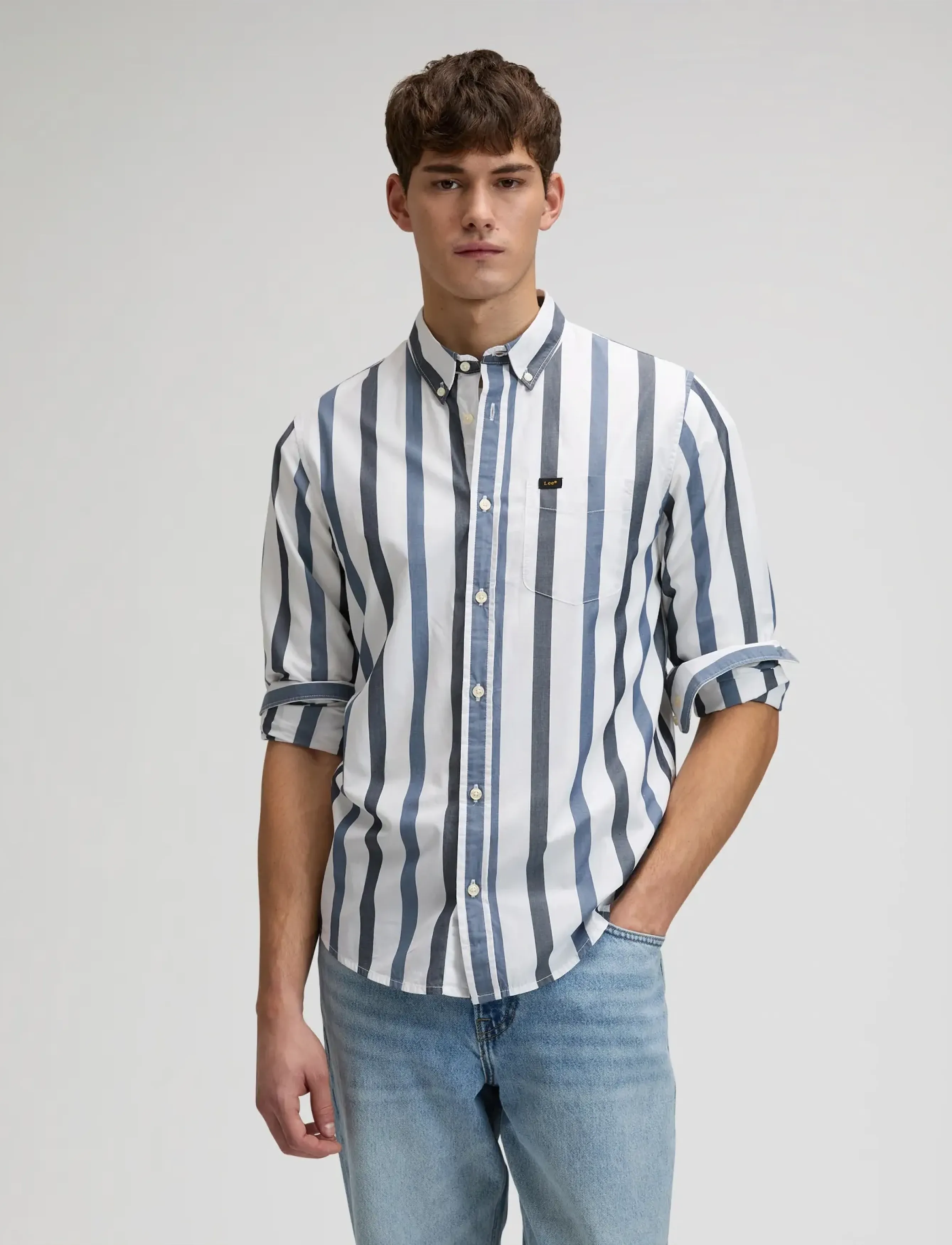 Lee Jeans LEE BUTTON DOWN - Riided - TONAL RIVET NAVY STRIPE / blue