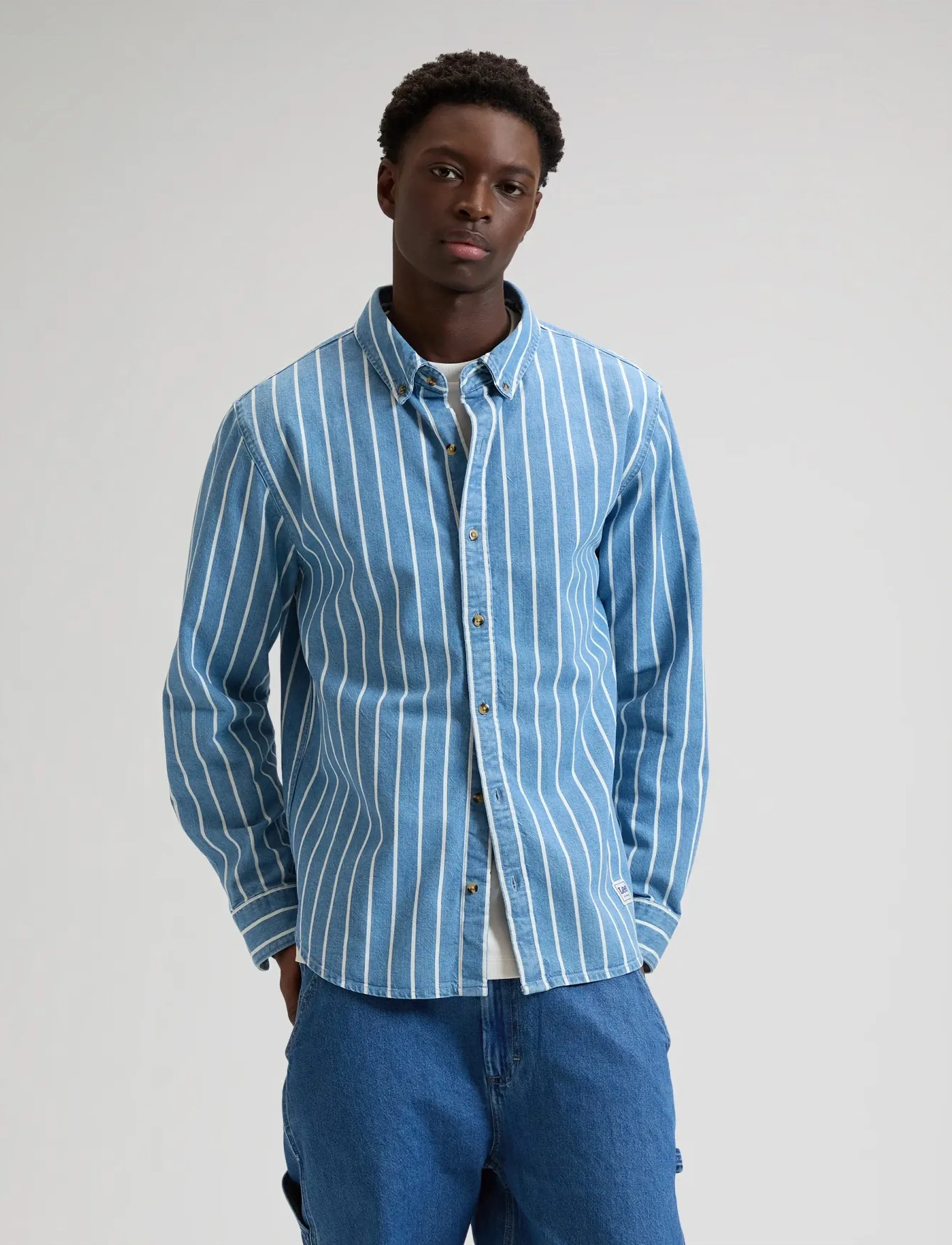 Lee Jeans WORKWEAR BUTTON DOWN - Hemden - DENIM STRIPE / blue