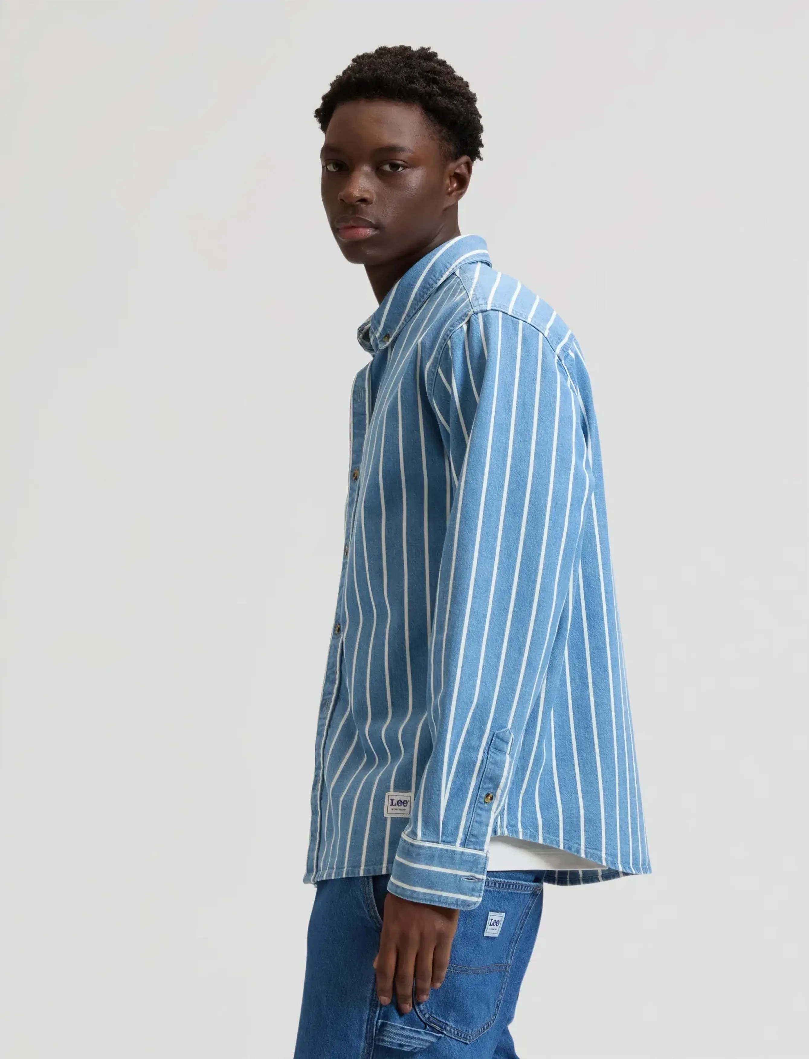 Lee Jeans - WORKWEAR BUTTON DOWN - koszule casual - denim stripe - 4