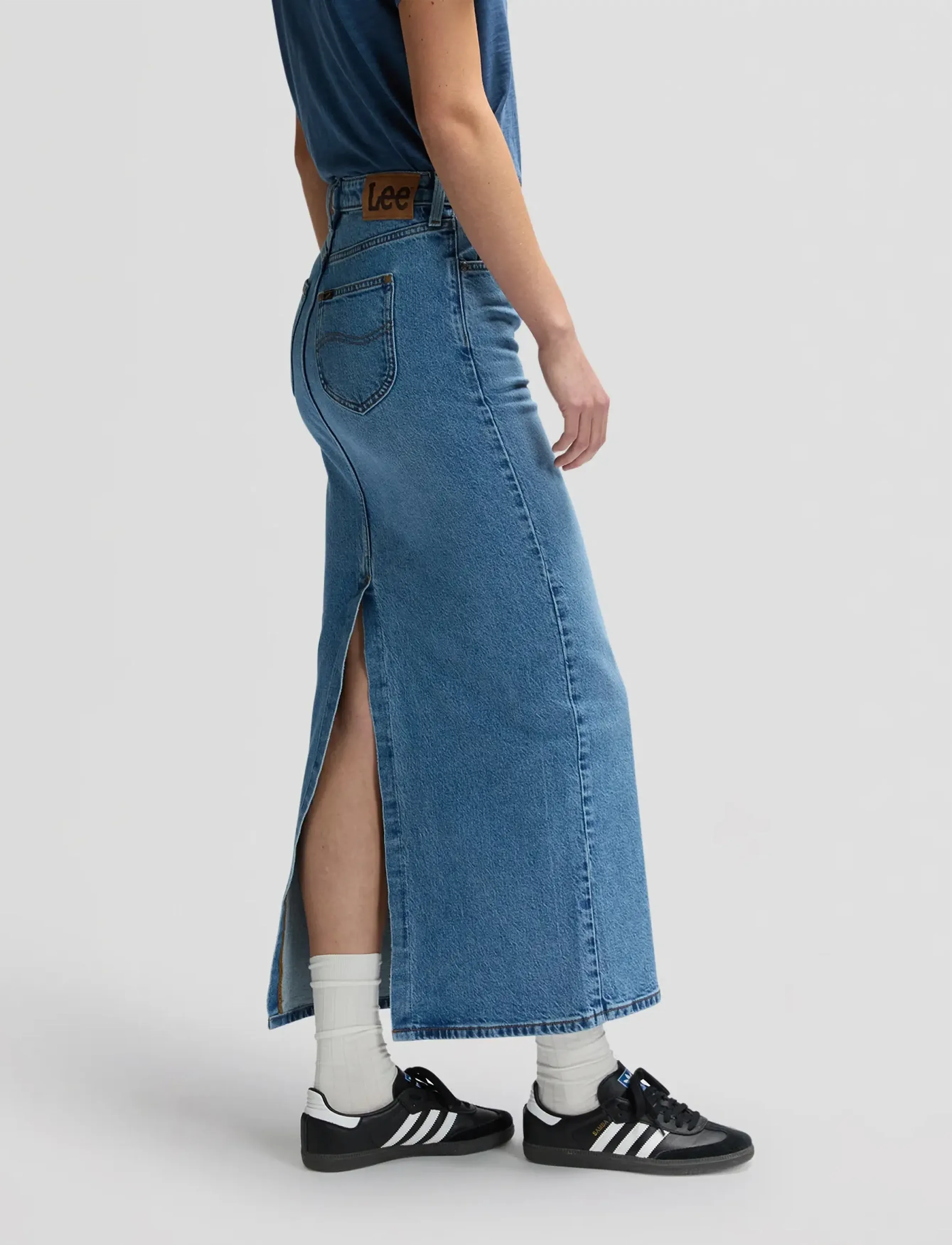 Lee Jeans - BACK SLIT MAXI SKIRT - slå-om-nederdele - tinted blue - 5