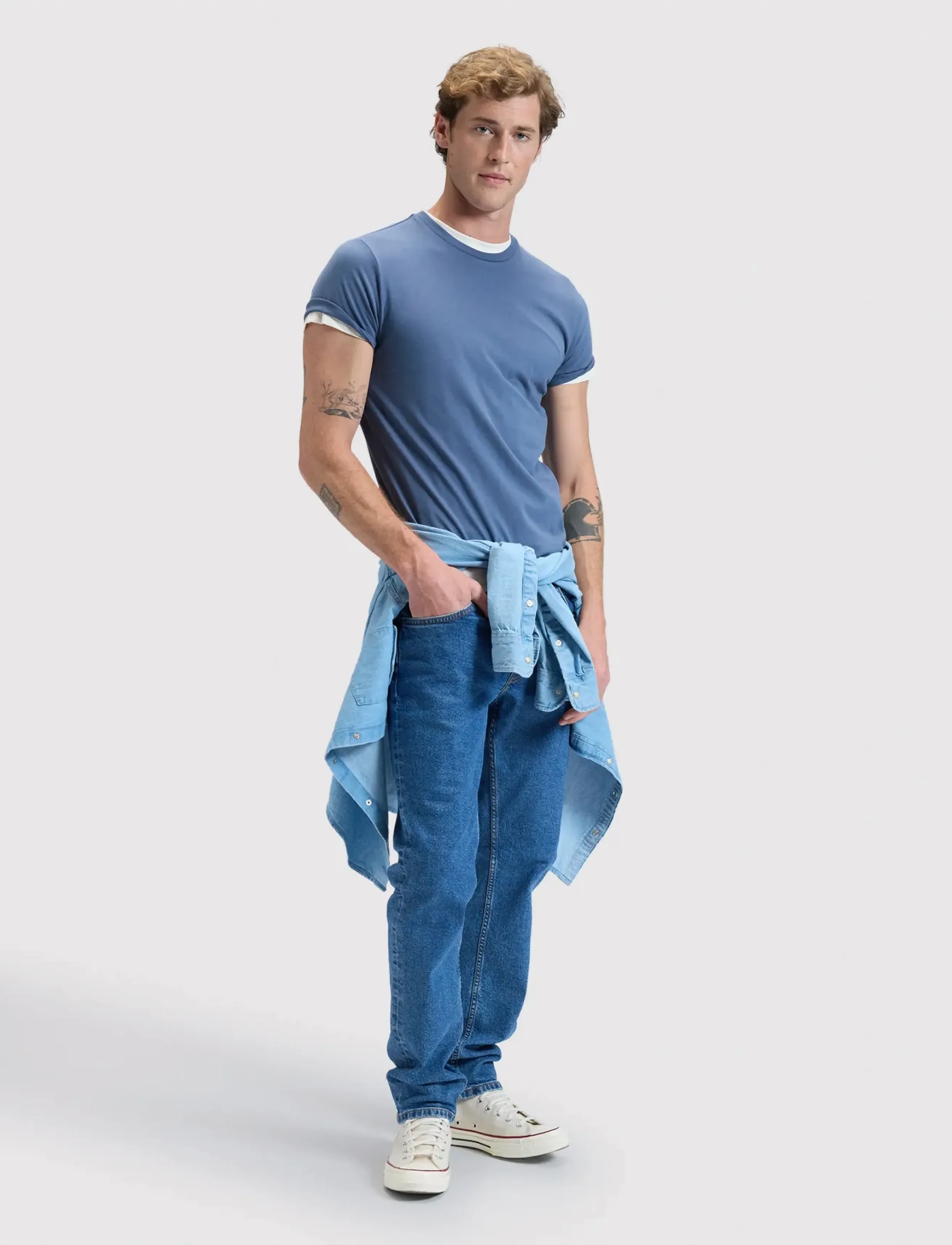 Lee Jeans - TWIN PACK CREW - laveste priser - academy blue natural - 4