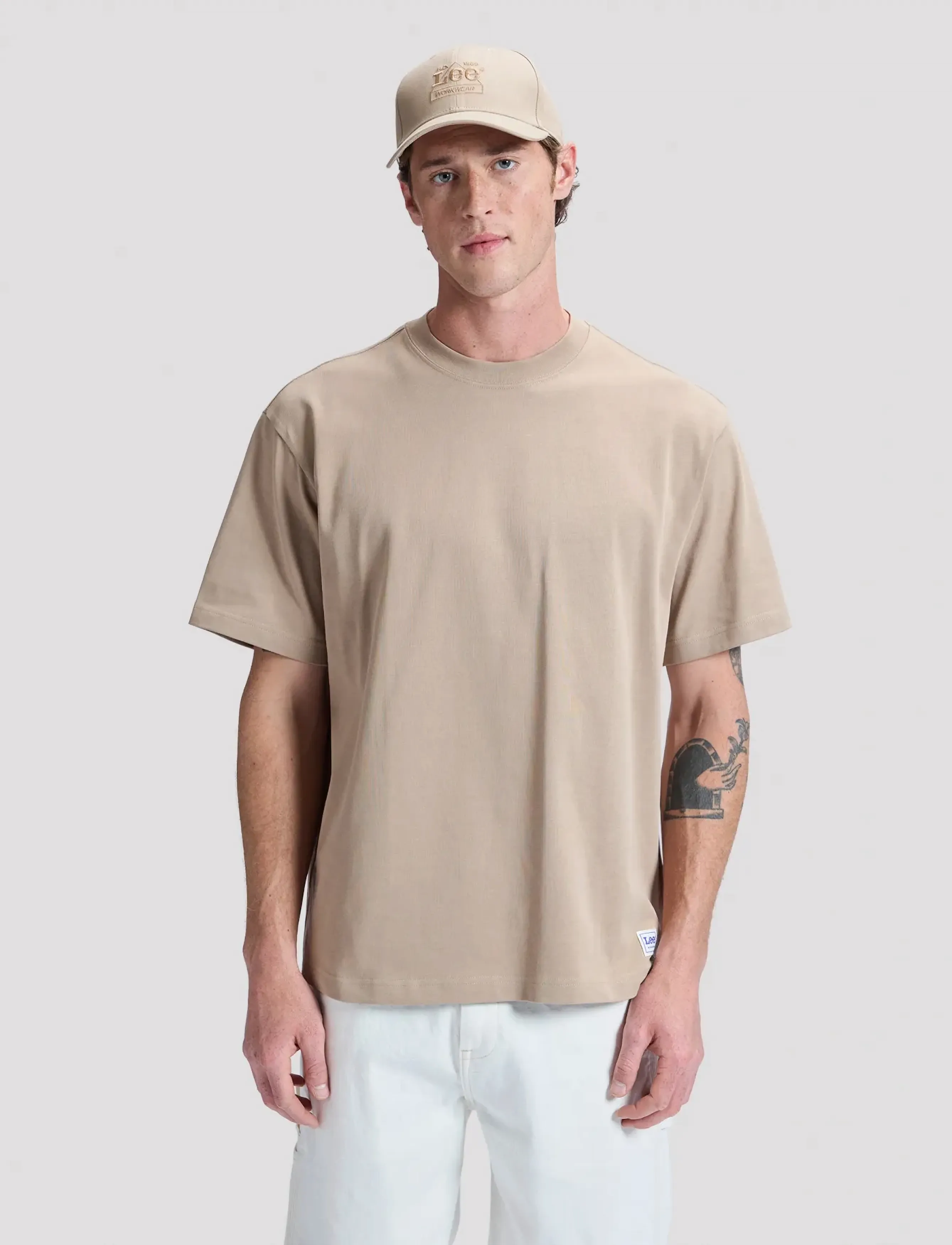 Lee Jeans WORKWEAR BOXY TEE - T-Shirts - PERFECT KHAKI / beige