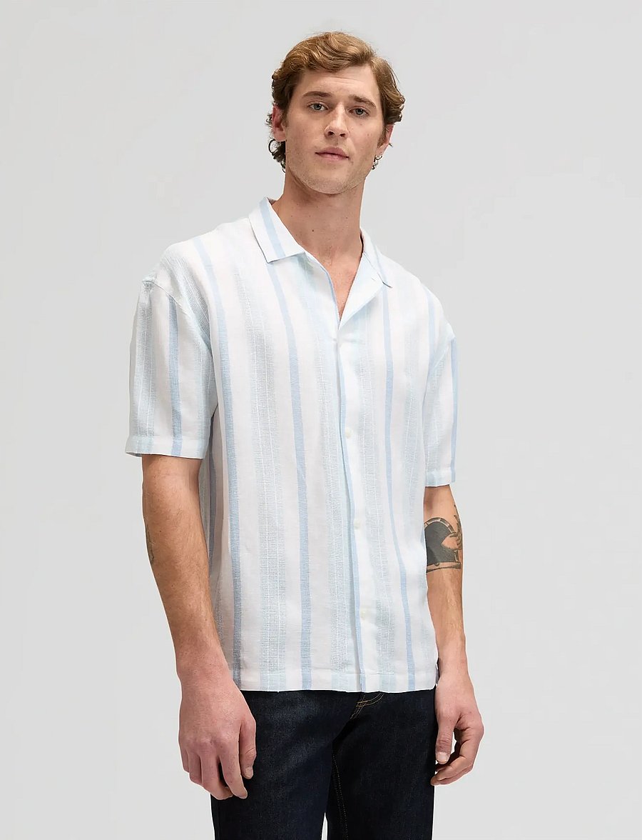 Lee Jeans - RLX RESORT SHIRT - kurzarmhemden - beau blue stripe - 0