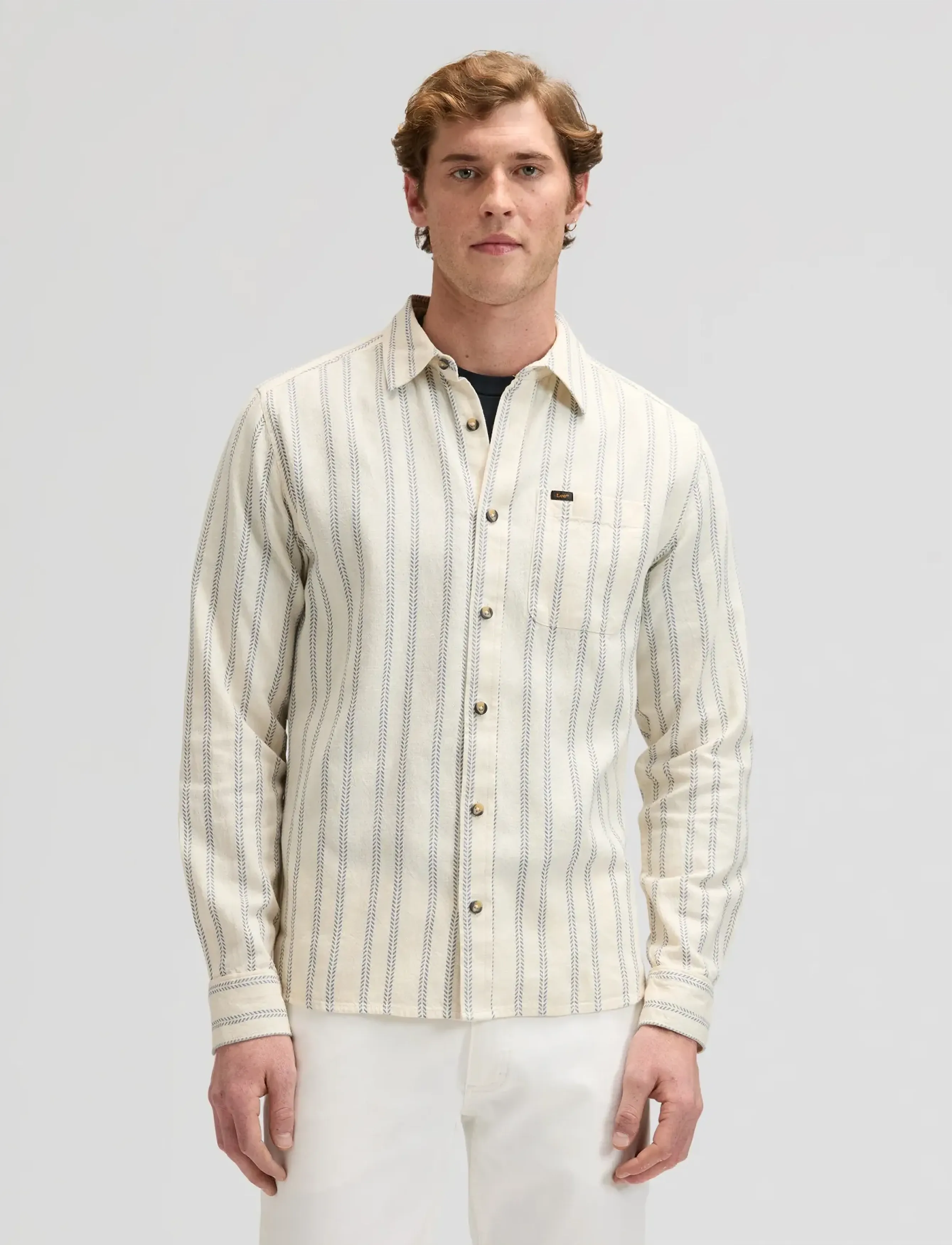Lee Jeans LEESURE SHIRT - Hemden - DUSTIER BLUE STRIPE / cream