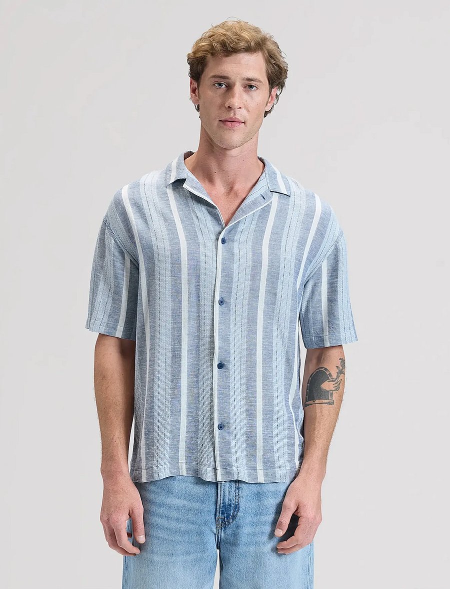 Lee Jeans - RLX RESORT SHIRT - gestreifte hemden - academy blue stripe - 0
