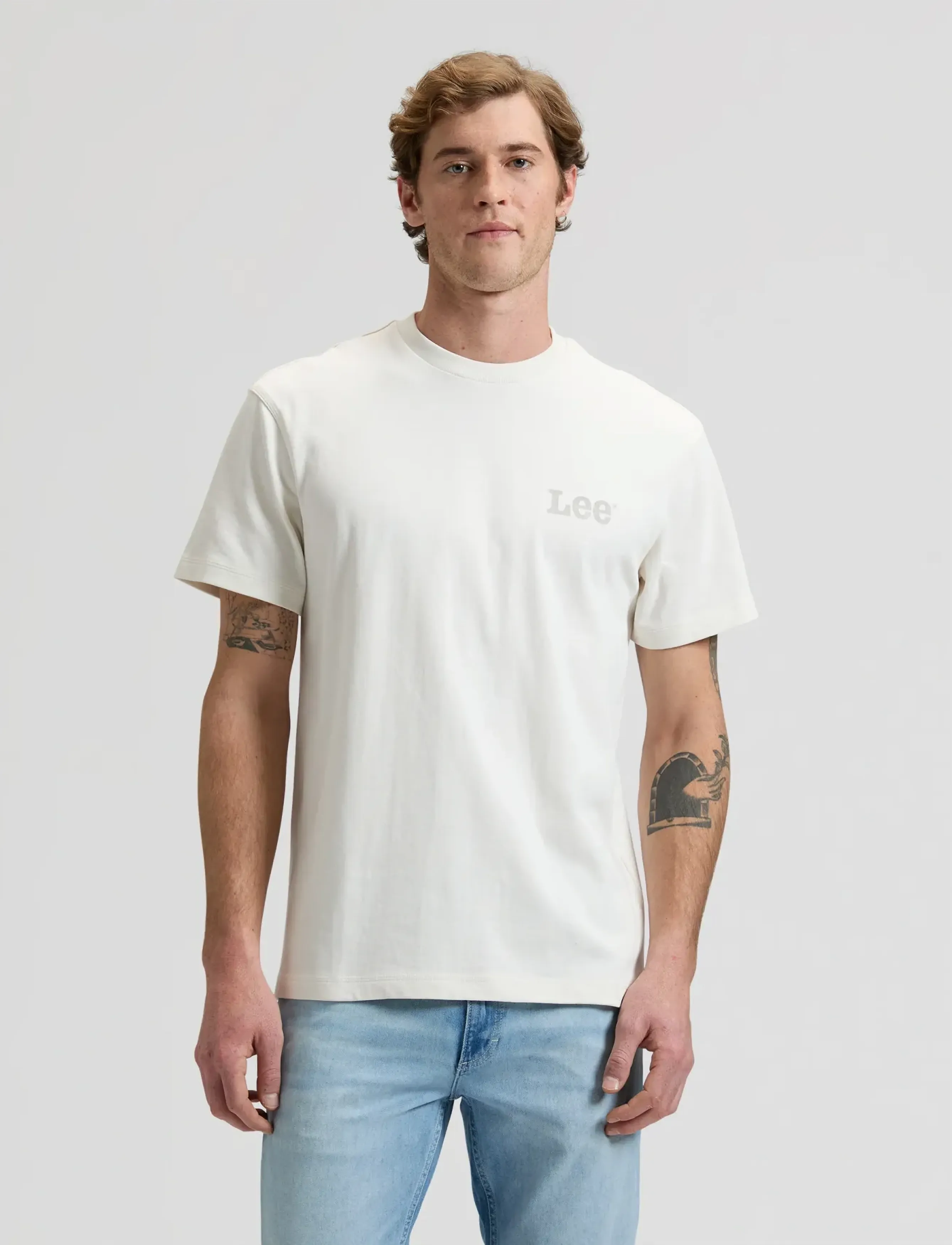 Lee Jeans Ww Work For It Tee, XXL x 00, Cream, T-Shirts > Kortærmede, Herre
