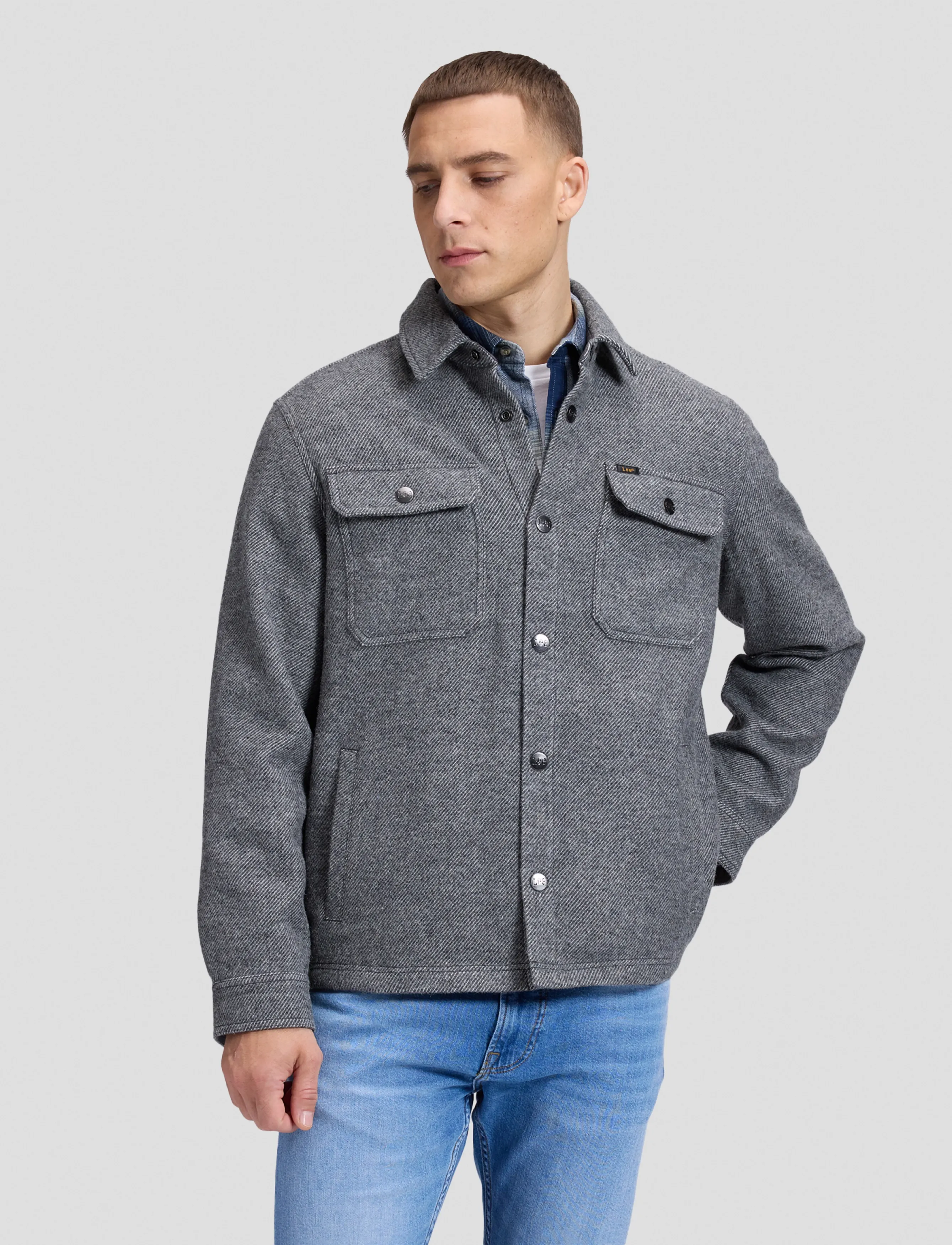 Lee Jeans - WOOL OVERSHIRT - sügisjakid - heather grey - 0