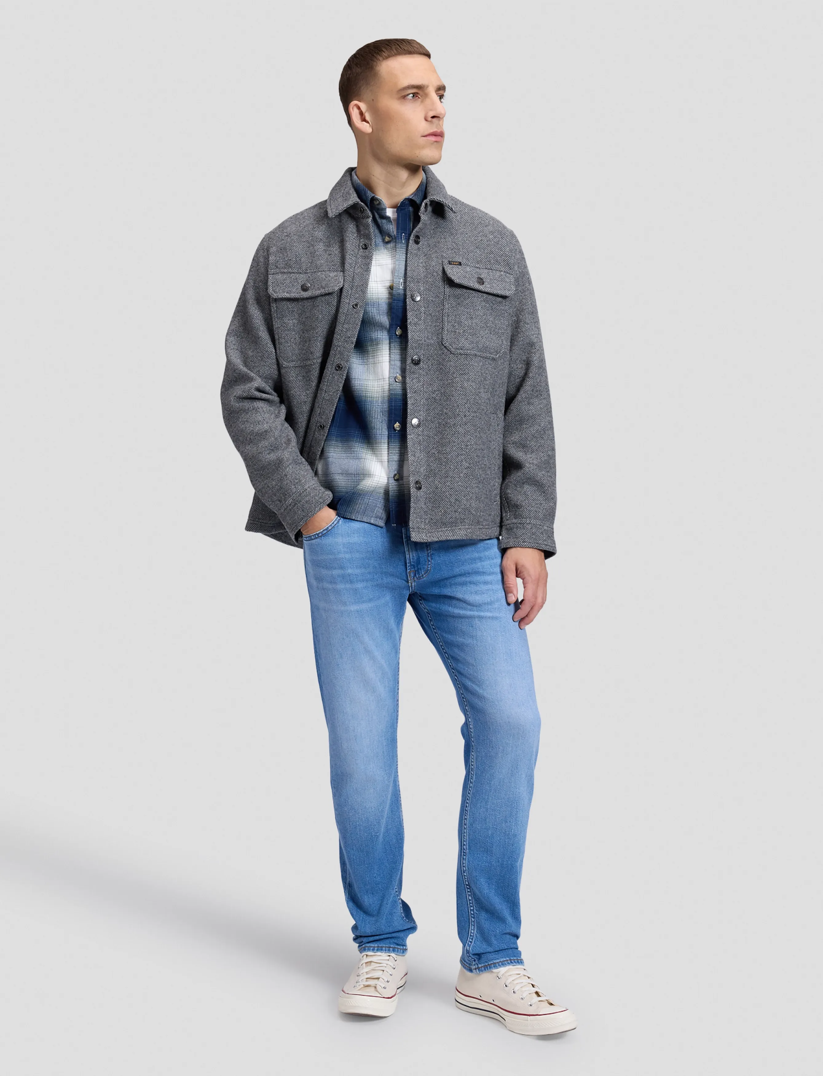 Lee Jeans - WOOL OVERSHIRT - sügisjakid - heather grey - 4