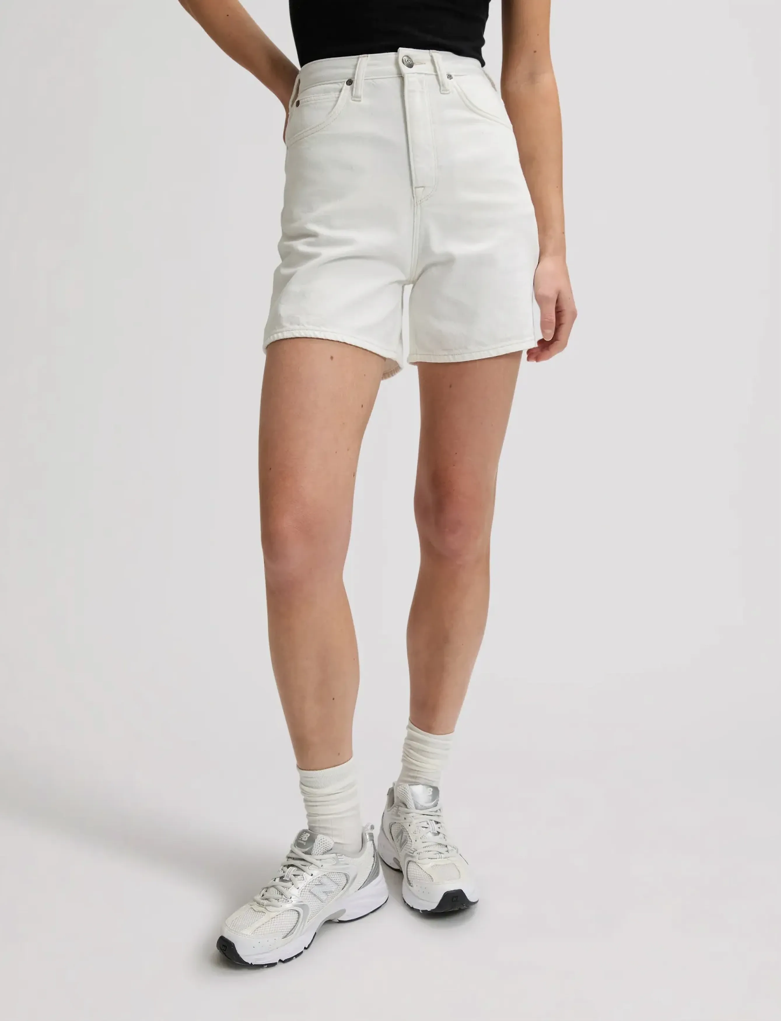 Lee Jeans STELLA SHORT - Vaatteet - POWDER WHITE / cream