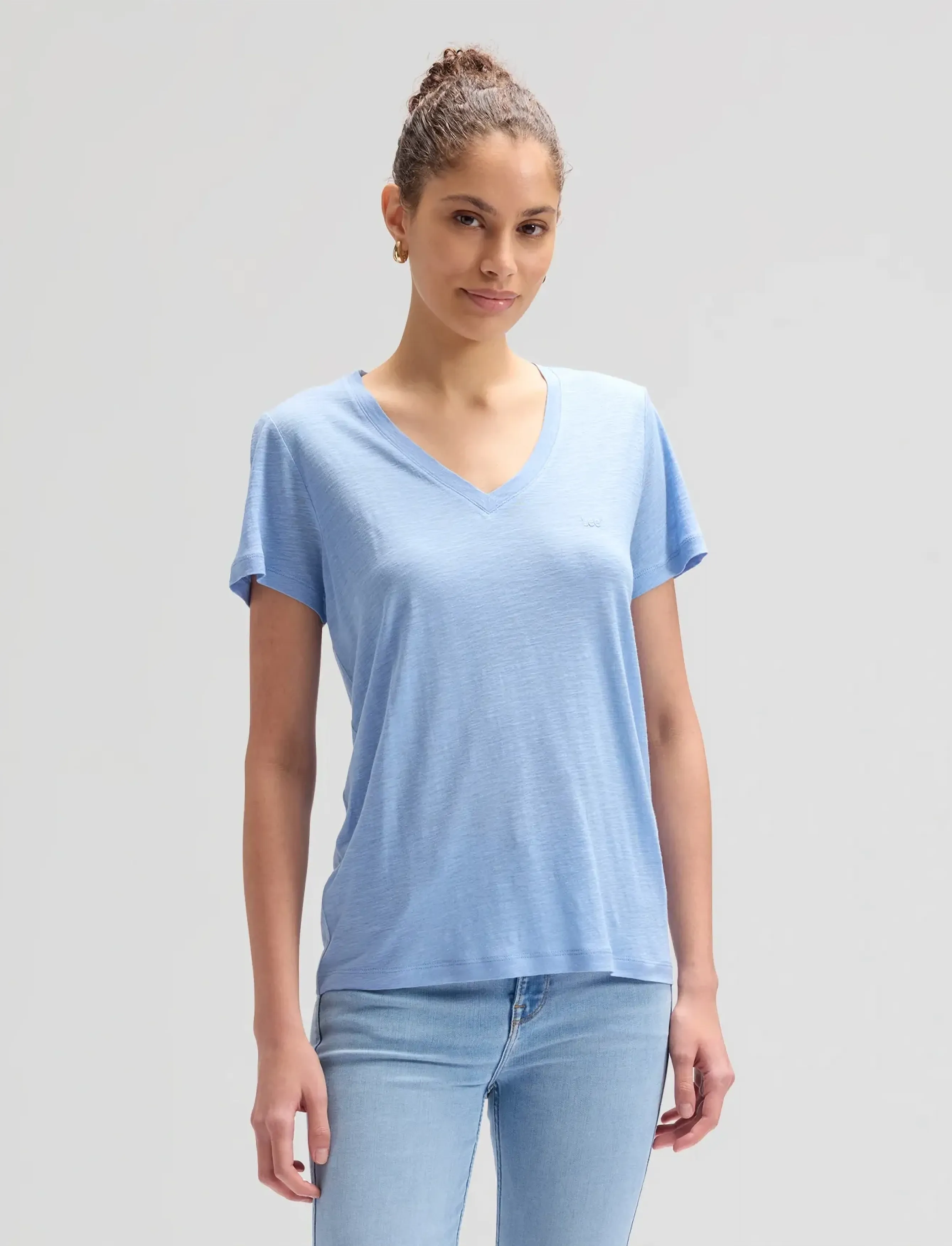 Lee Jeans V NECK TEE - T-Shirts & Tops - HALOGEN / blue