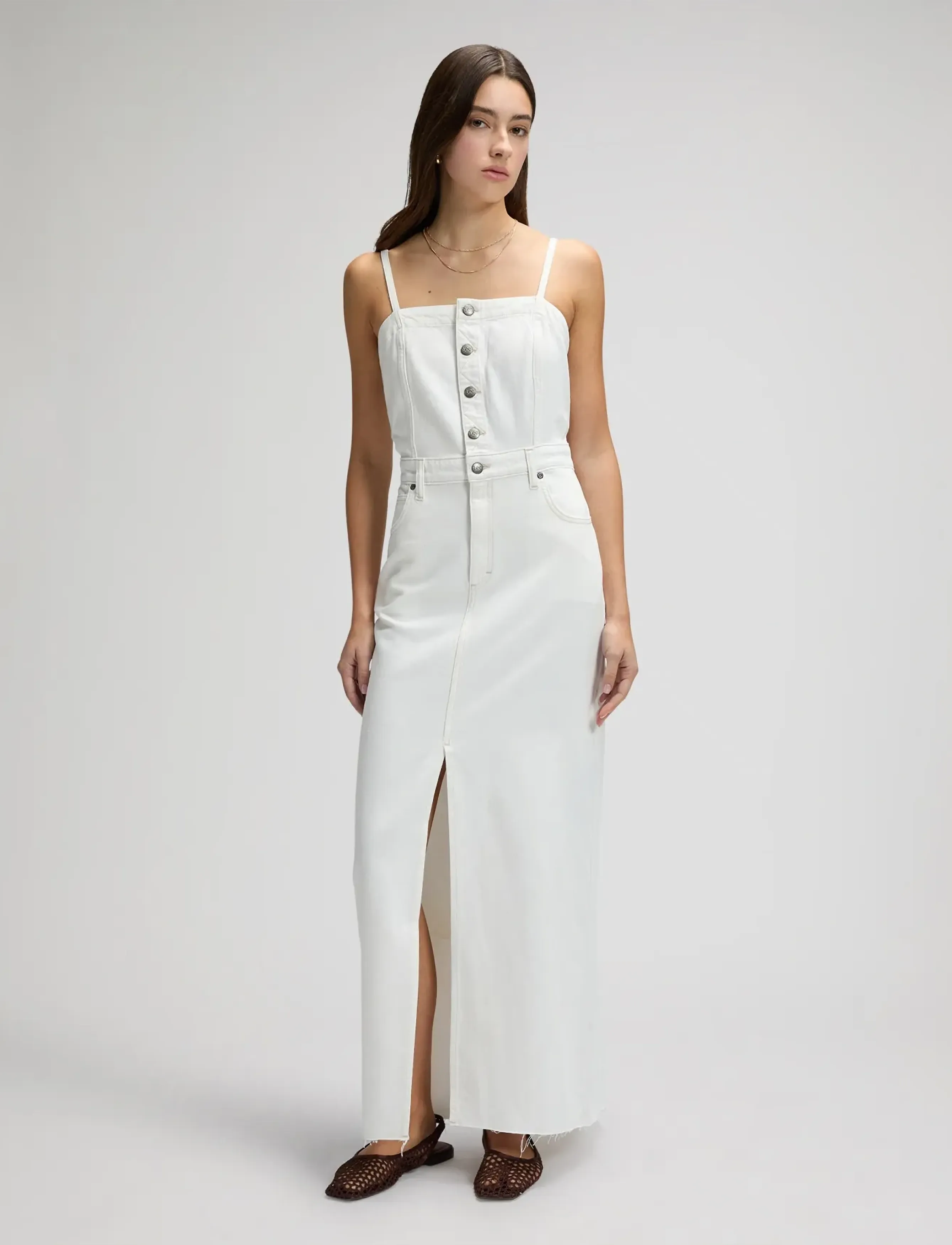 Lee Jeans MAXI DENIM DRESS - Cowboykjoler - POWDER WHITE / cream
