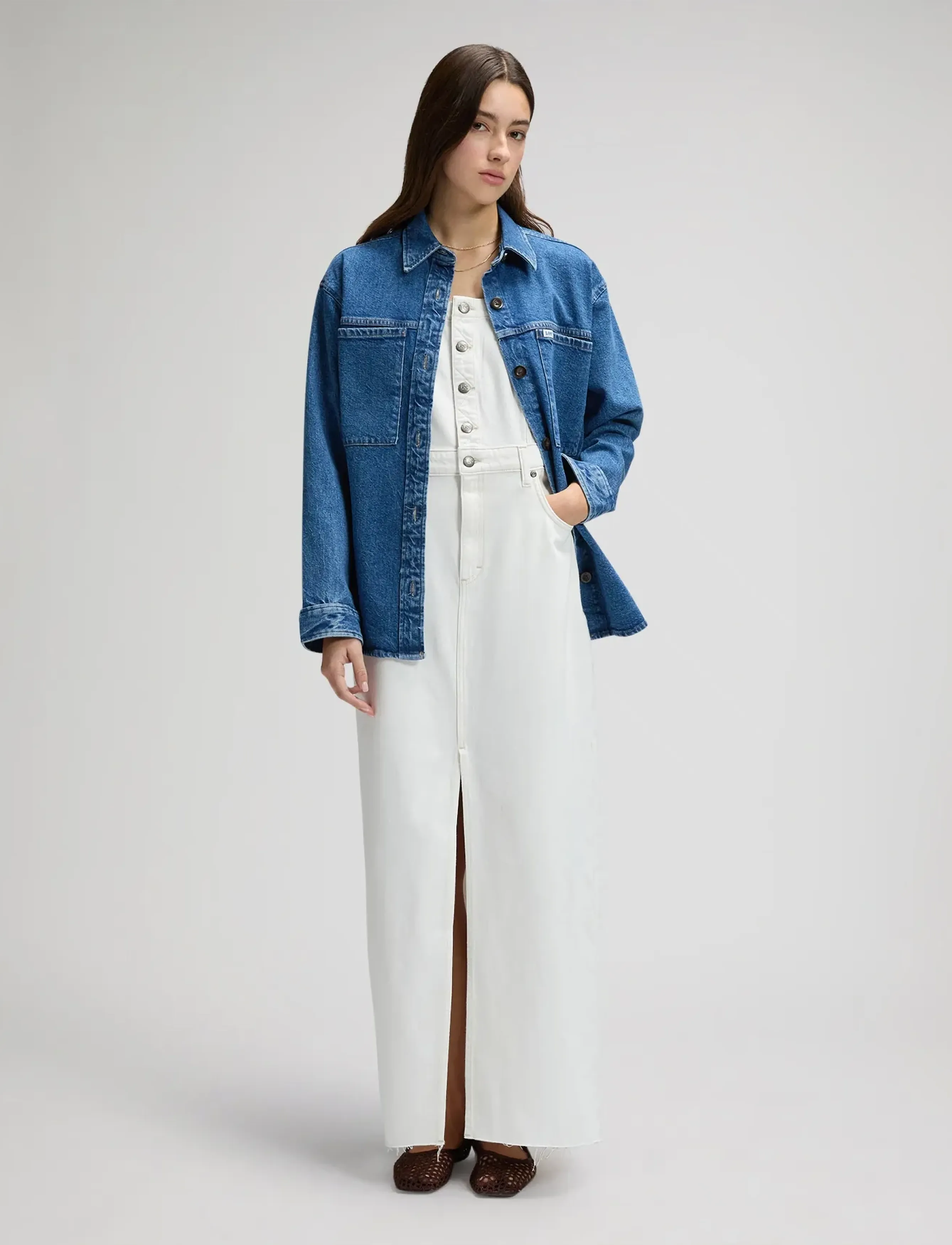 Lee Jeans - MAXI DENIM DRESS - cowboykjoler - powder white - 3