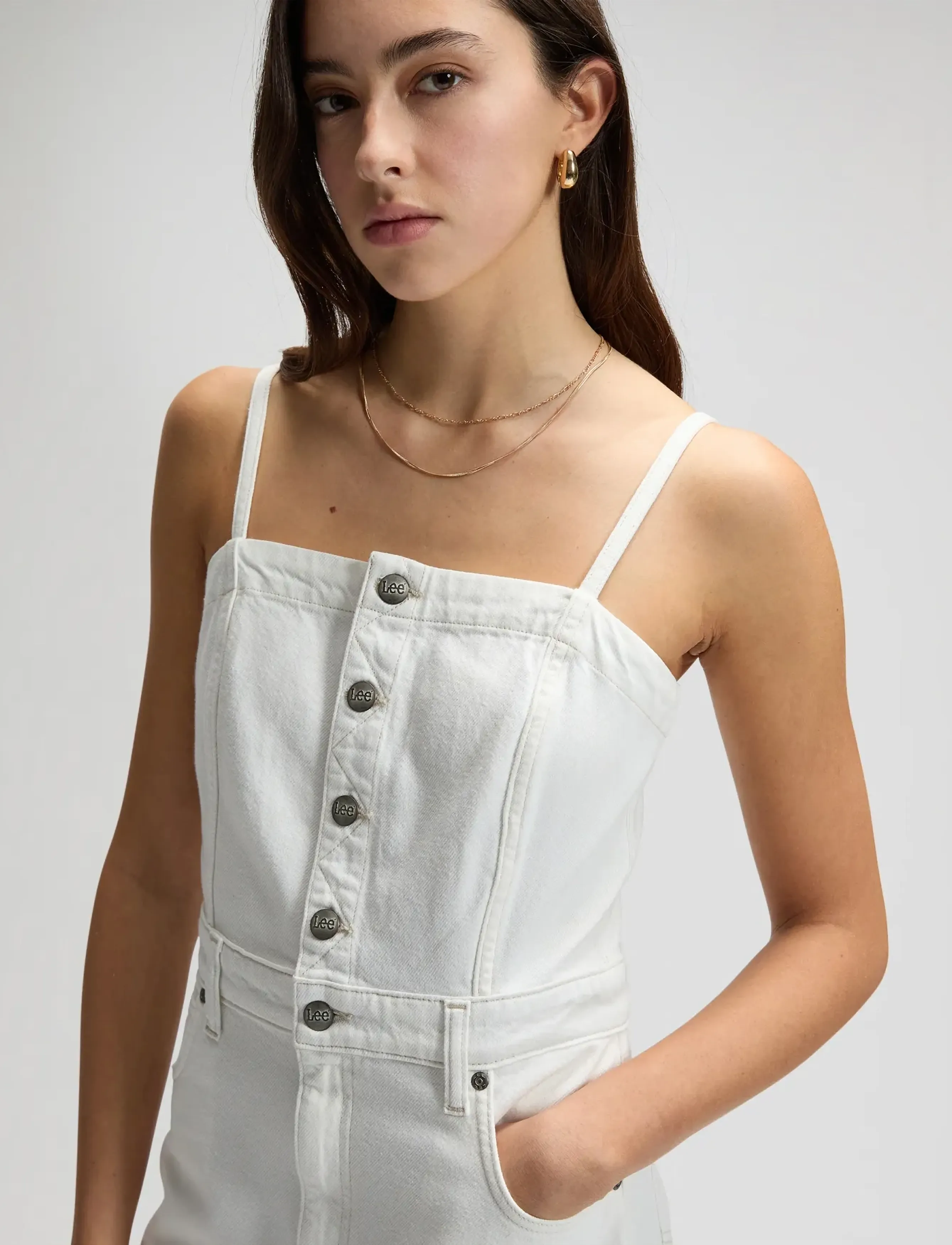 Lee Jeans - MAXI DENIM DRESS - cowboykjoler - powder white - 5