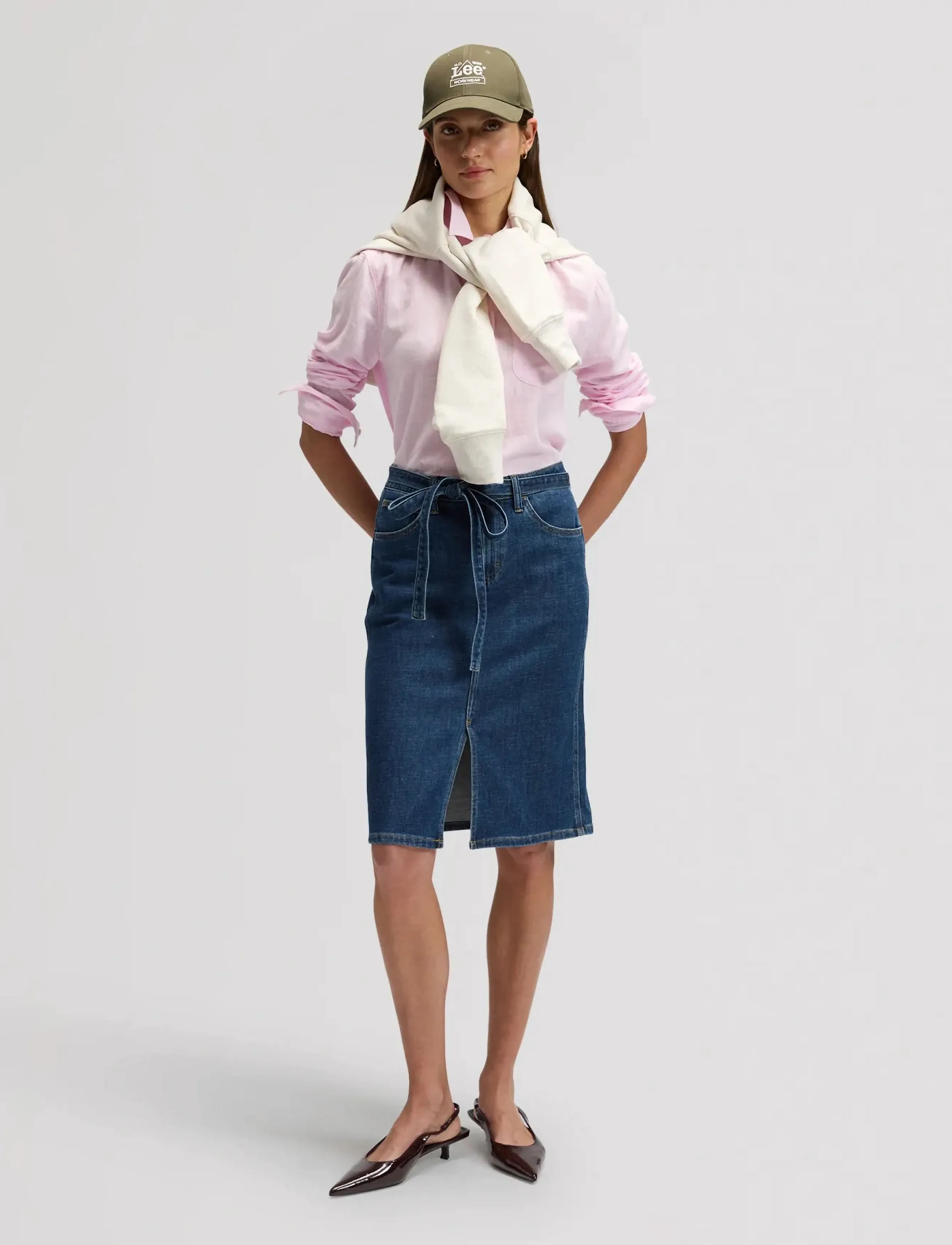 Lee Jeans - MIDI SKIRT WITH BOW - denim skirts - seaside trip - 3