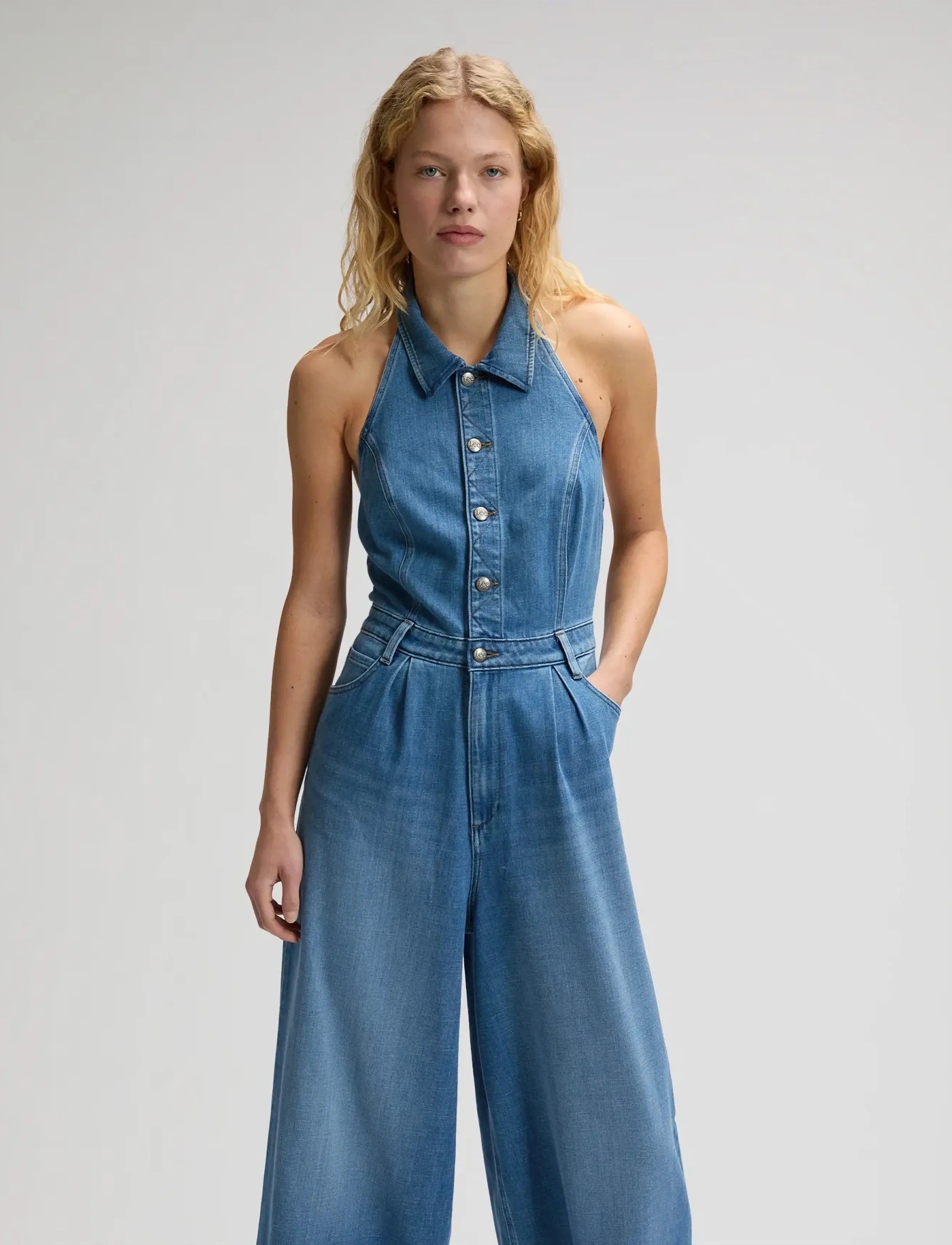 Lee Jeans WIDE LEG JUMPSUIT - Jumpsuits - MID EMBRACE / blue