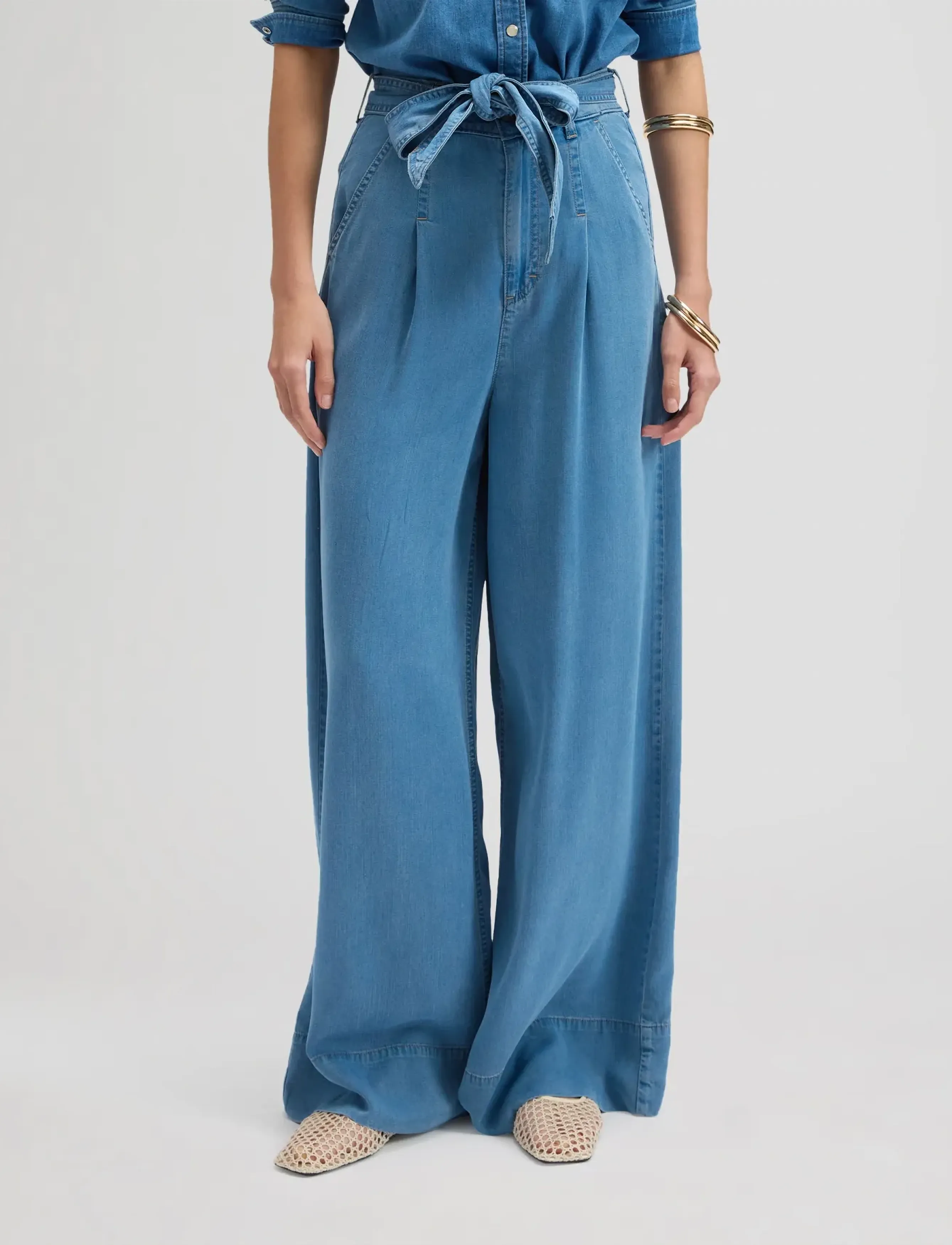 Lee Jeans Pleated Wide Leg, 27 x 33, Trousers, Blau - Frauen