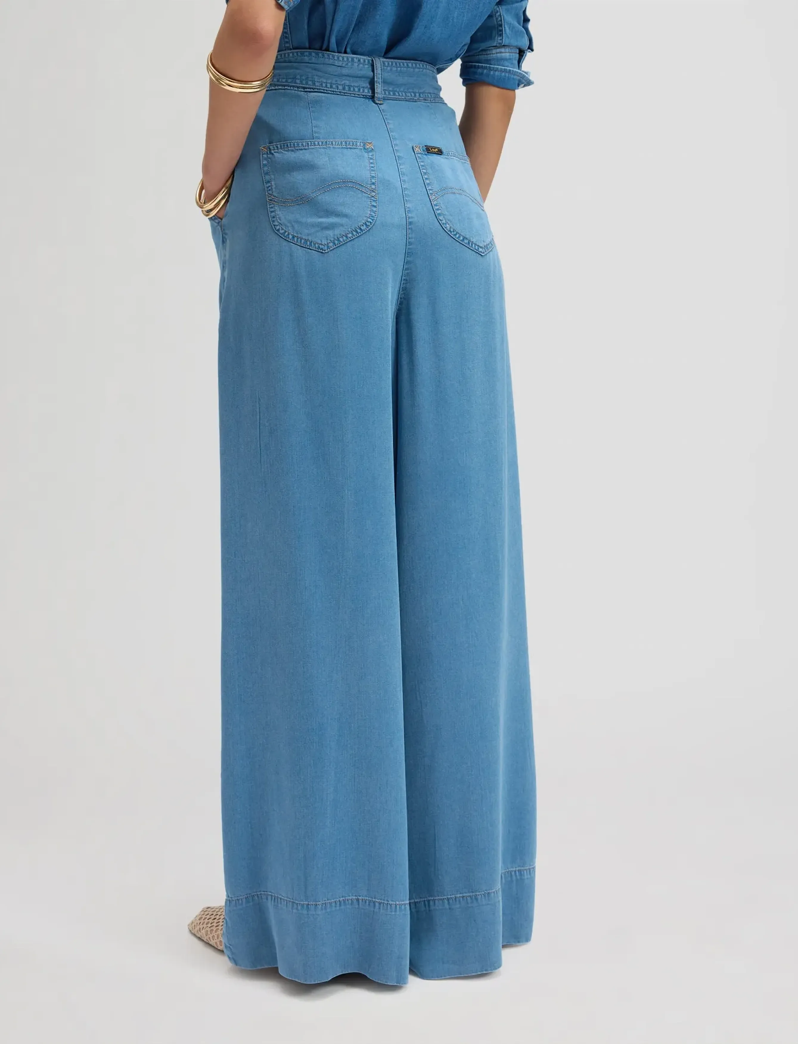 Lee Jeans - PLEATED WIDE LEG - hosen mit weitem bein - ice storm - 2