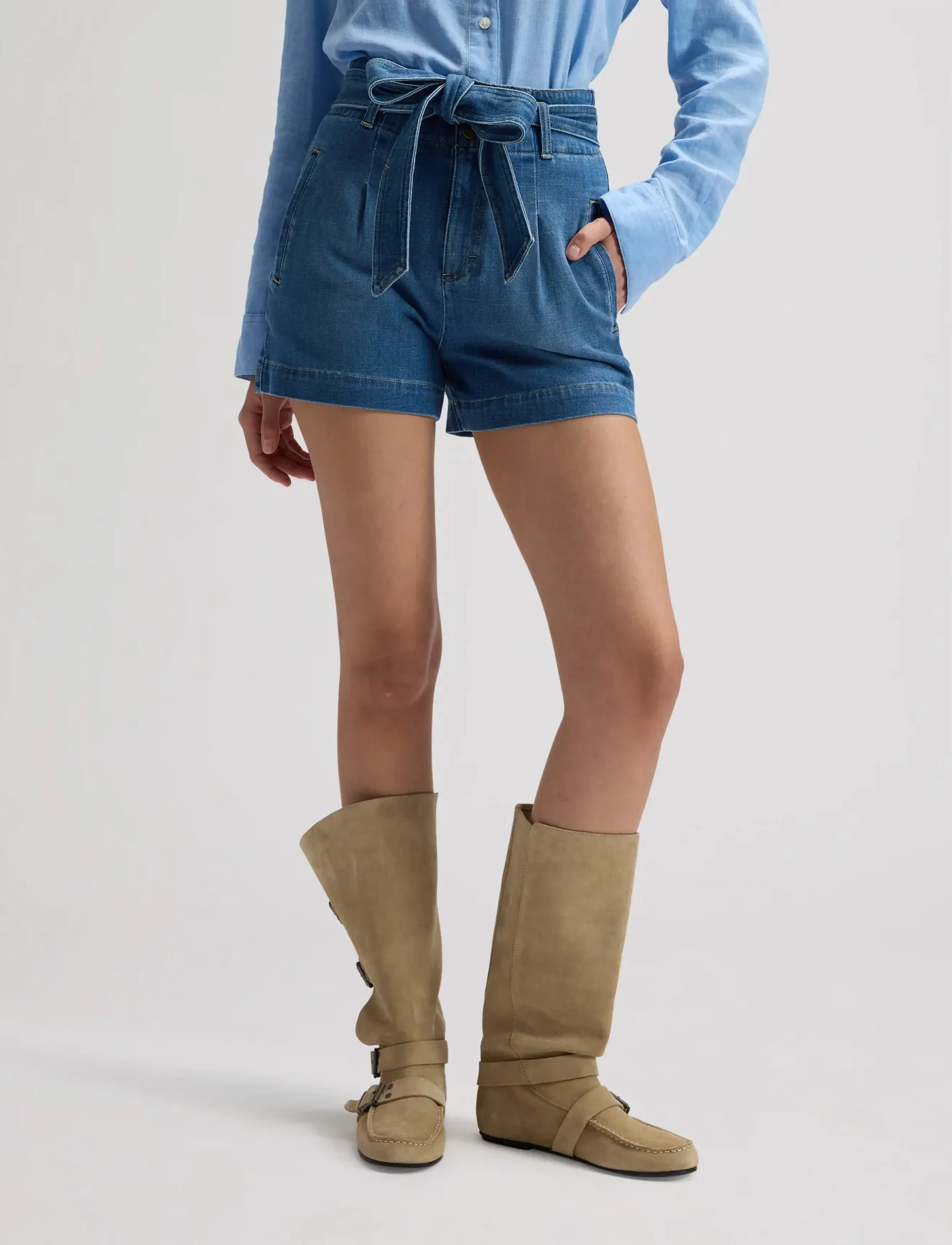 Lee Jeans SHORT WITH BOW - Vaatteet - FULL BLOOM / blue