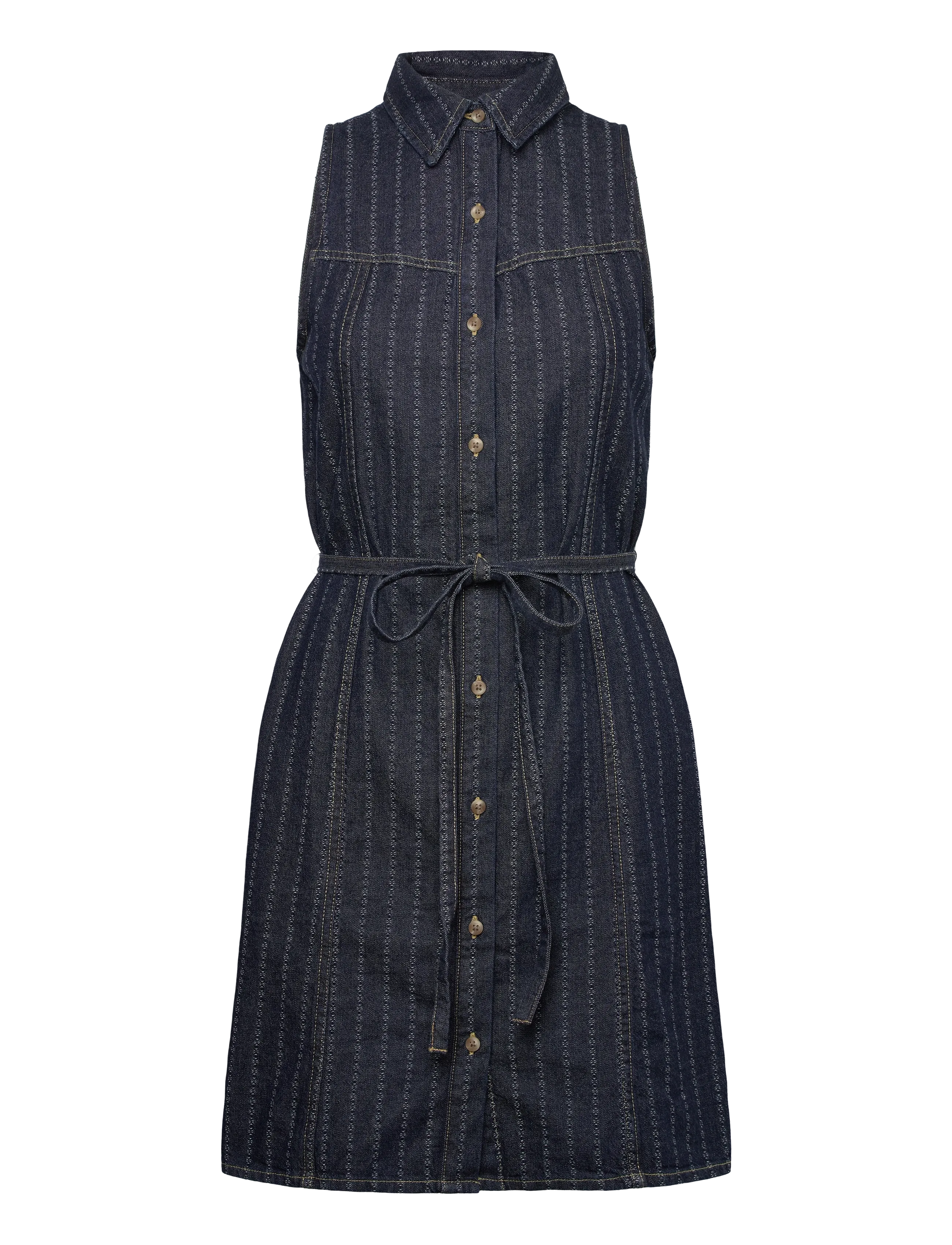 SLEEVELESS DENIM DRESS - INDIGO RUSH