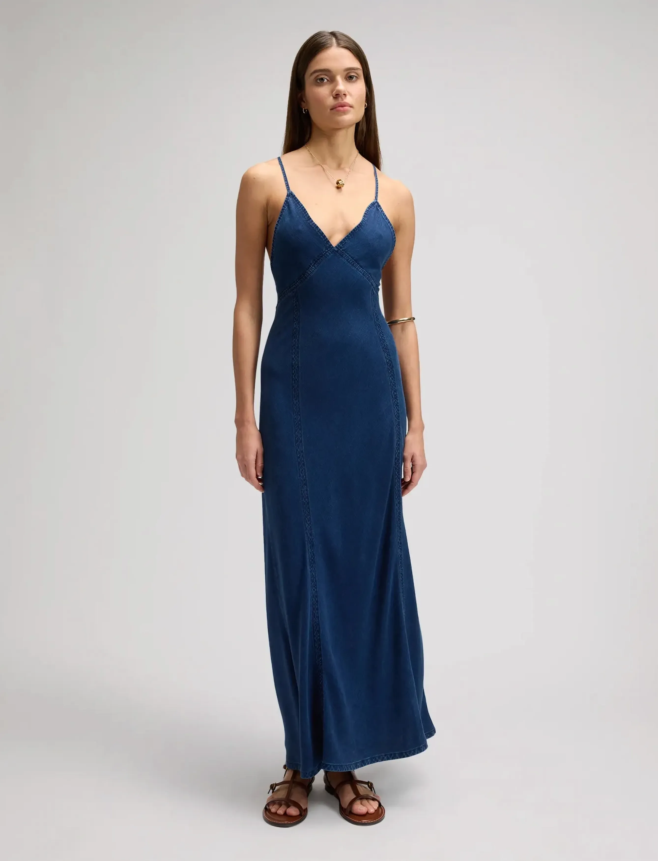 Lee Jeans Slip Dress, Kvinder, Denim Maxi Slipkjole, Blå, Str: L x 00