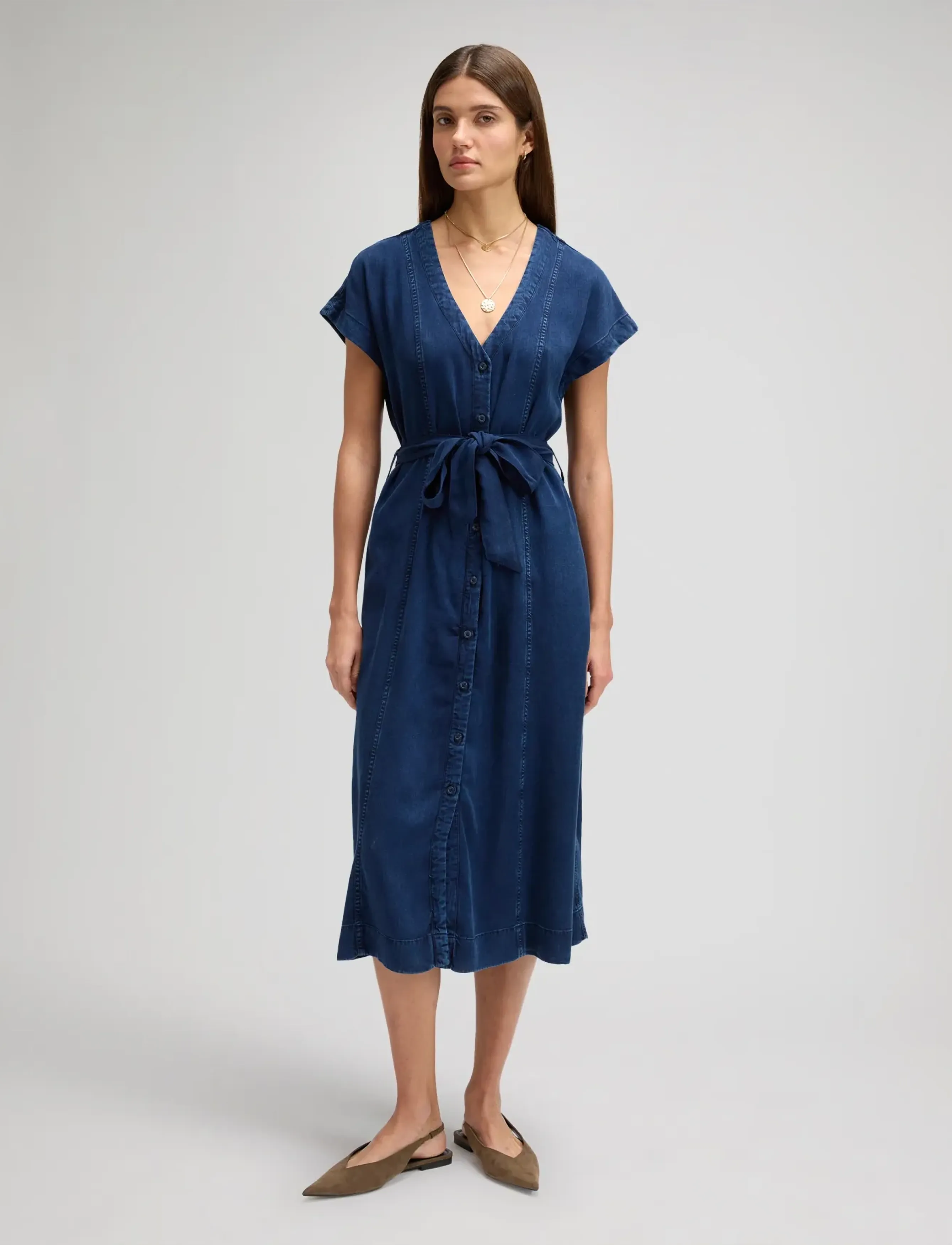Lee Jeans BELTED MIDI DRESS - Cowboykjoler - SUNSET RIDE / navy