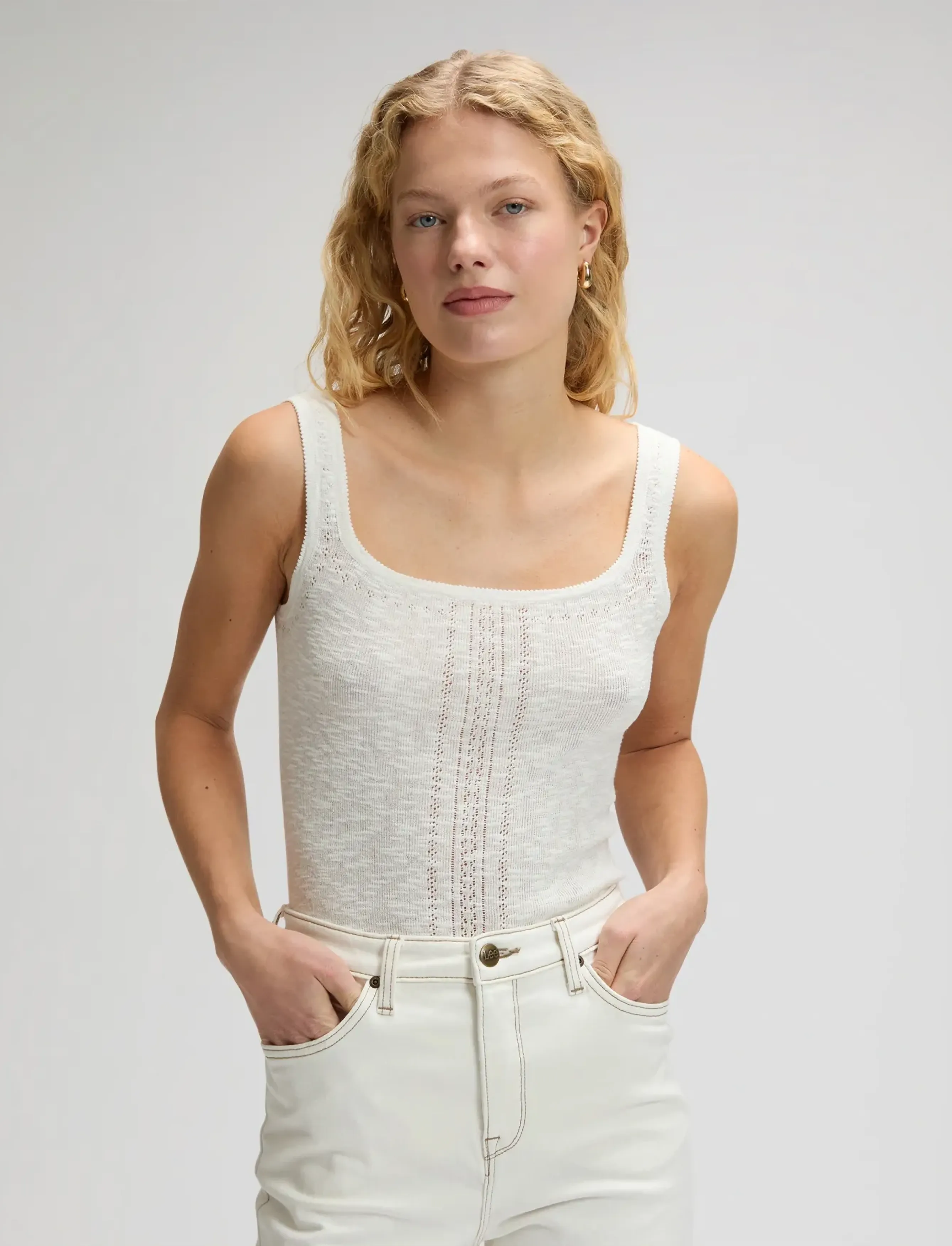 Lee Jeans KNITTED TANK - T-Shirts & Tops - ECRU / cream
