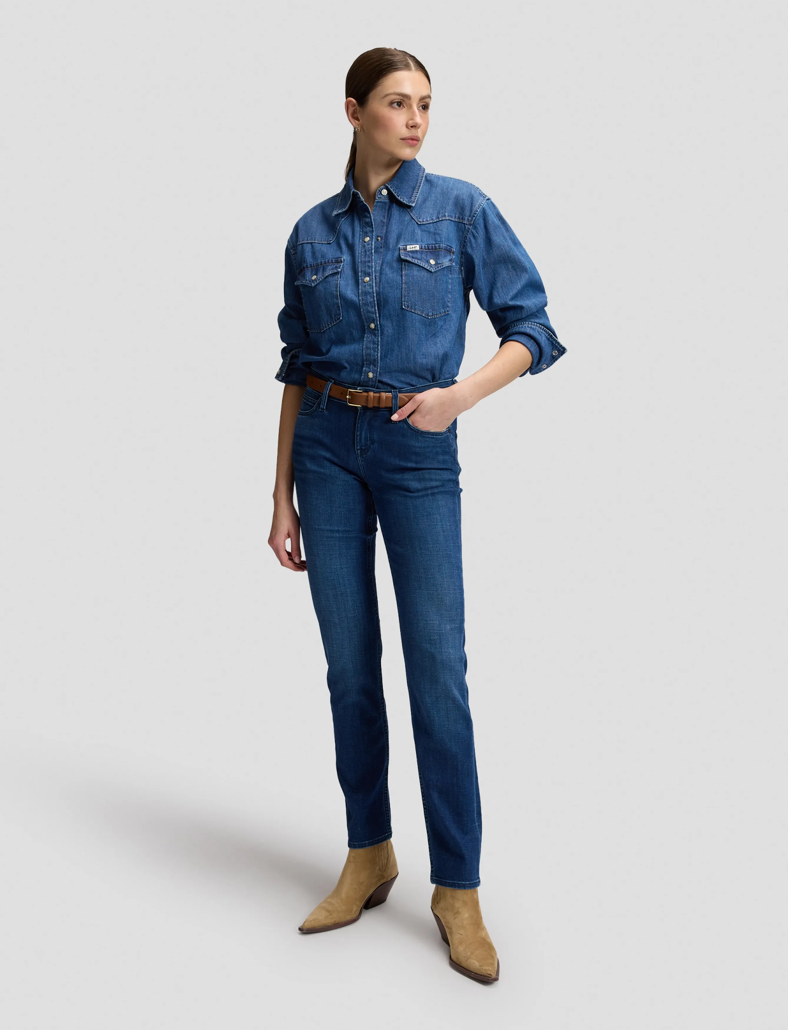 Lee Jeans Marion, 30 x 33, Navy, Jeans > Lige-Almindelige, Dame
