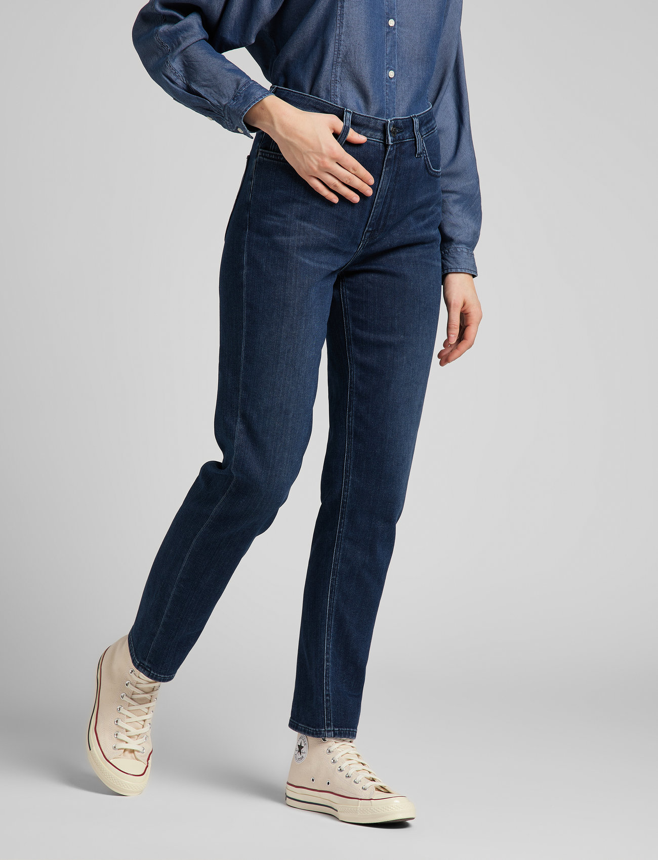 Lee Jeans - CAROL - džinsa bikses ar taisnām starām - dark joe - 0