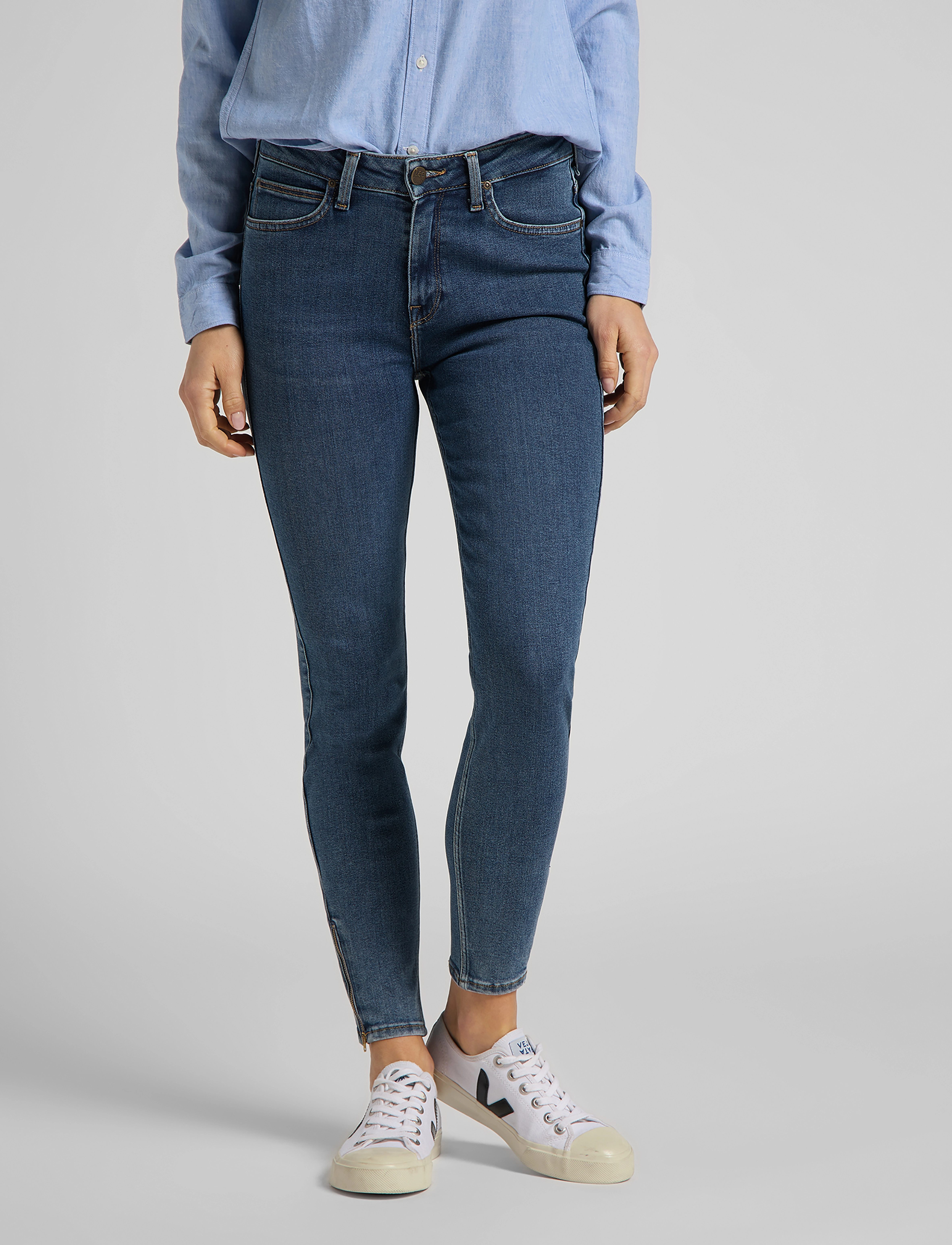 Lee Jeans Scarlett High Zip, 24 x 31, Jeans, Blau - Skinny, Frauen