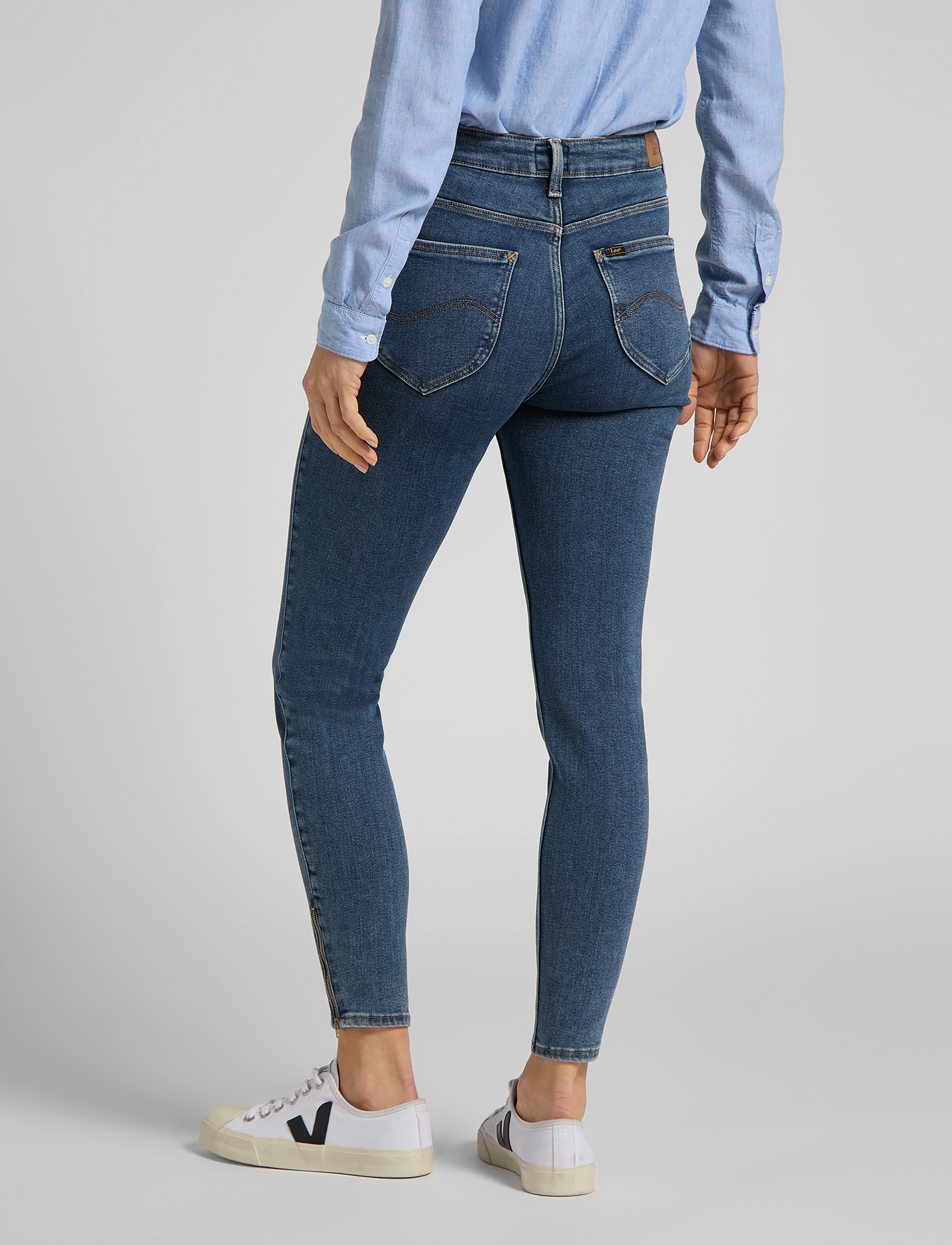 Lee Jeans - SCARLETT HIGH ZIP - siaurėjantys džinsai - mid ely - 5