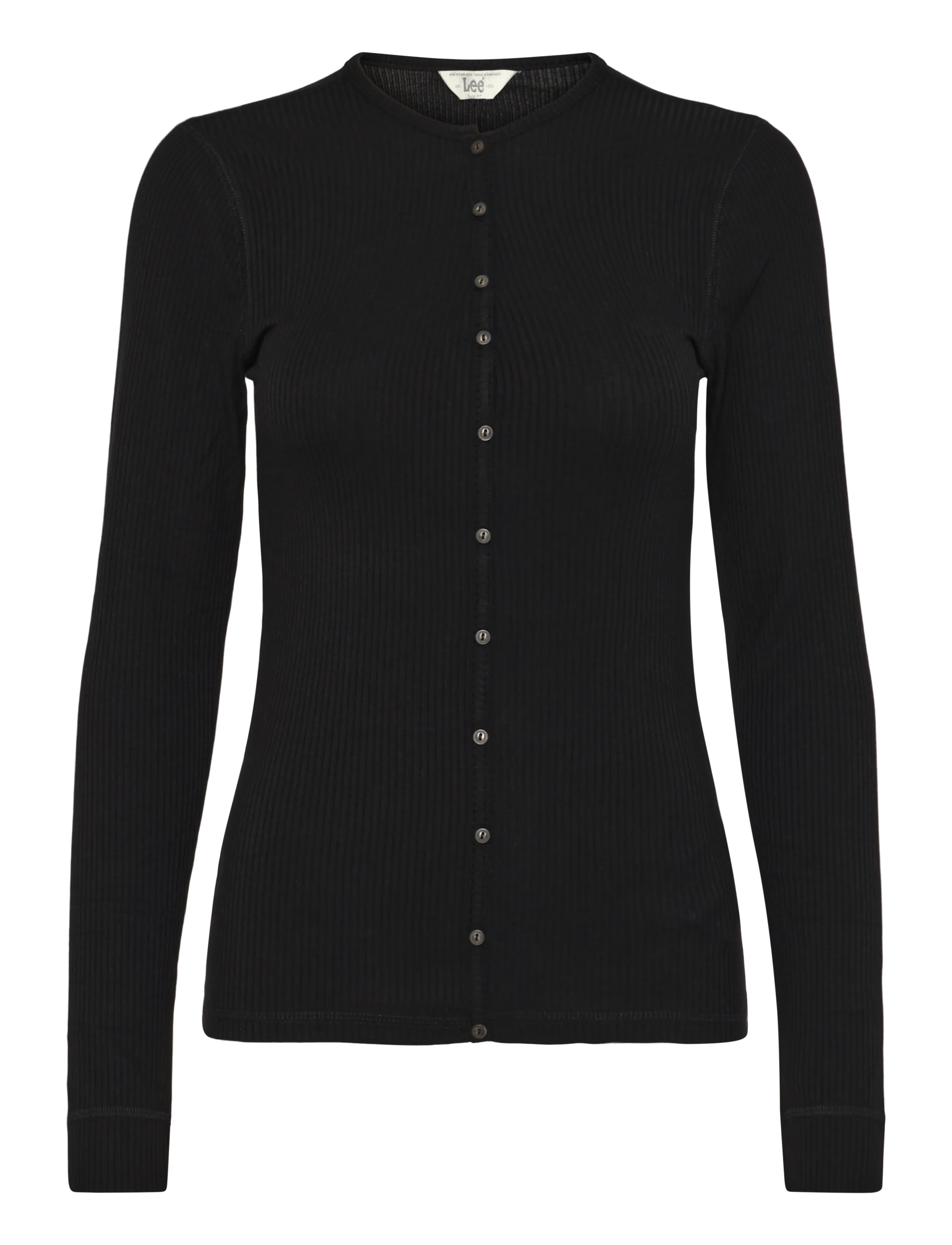 Lee Jeans Ls Henley, Damen, Langarm Henley, Schwarz, Gr: M