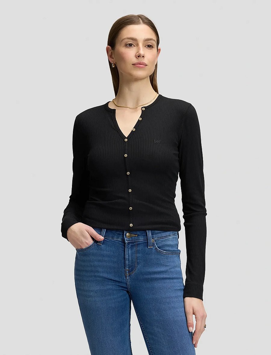 Lee Jeans - LS HENLEY - black - 0